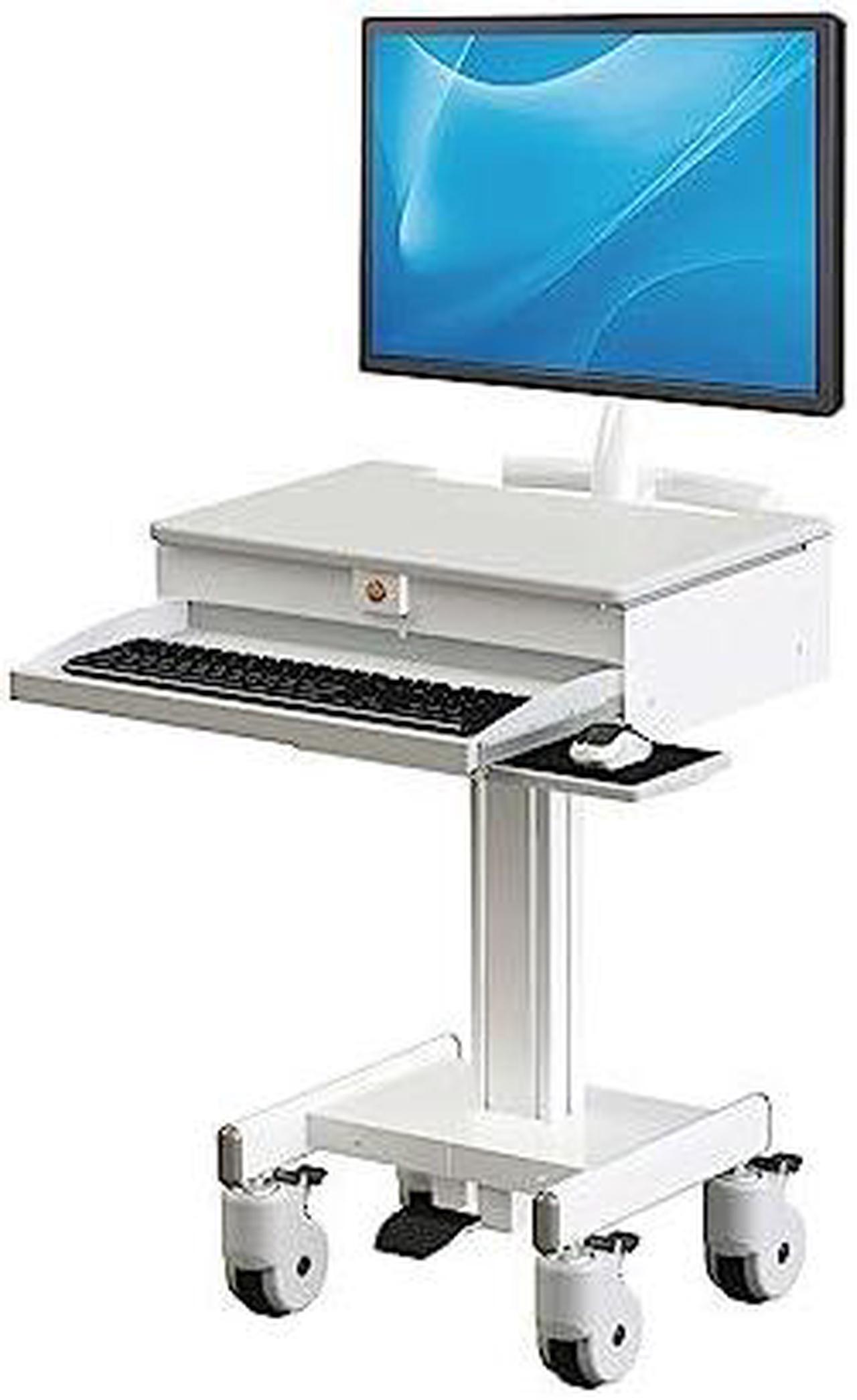 Main image of Tripp Lite Mobile Sit Stand Desk with Monitor Arm Eight Adjustable Small Rolling Laptop Cart Workstation, Locking Drawer, TAA Compliant, Home Office & School, 5-Year Warranty, White