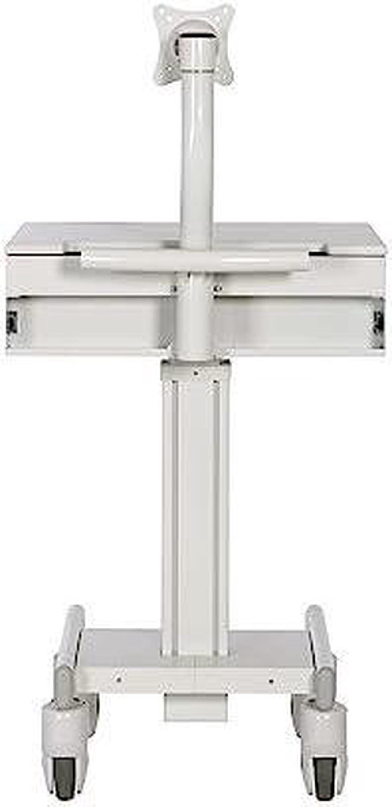Alt view image 4 of 8 - Tripp Lite Mobile Sit Stand Desk with Monitor Arm Eight Adjustable Small Rolling Laptop Cart Workstation, Locking Drawer, TAA Compliant, Home Office & School, 5-Year Warranty, White