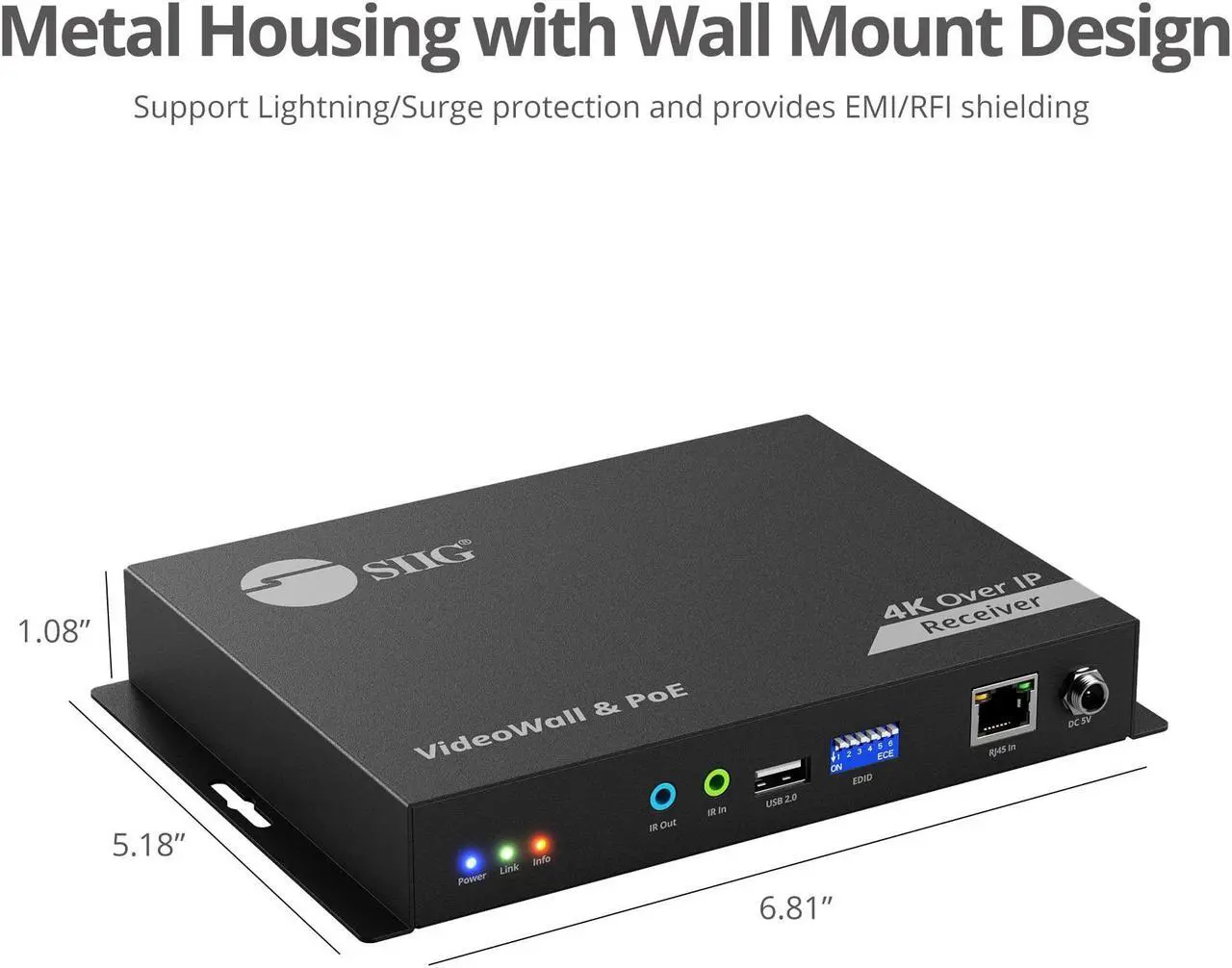 Alt view image 11 of 13 - SIIG 4K 60Hz 18Gbps HDMI over IP Matrix Decoder RX 394ft CE-H27G11-S1 Brown Box