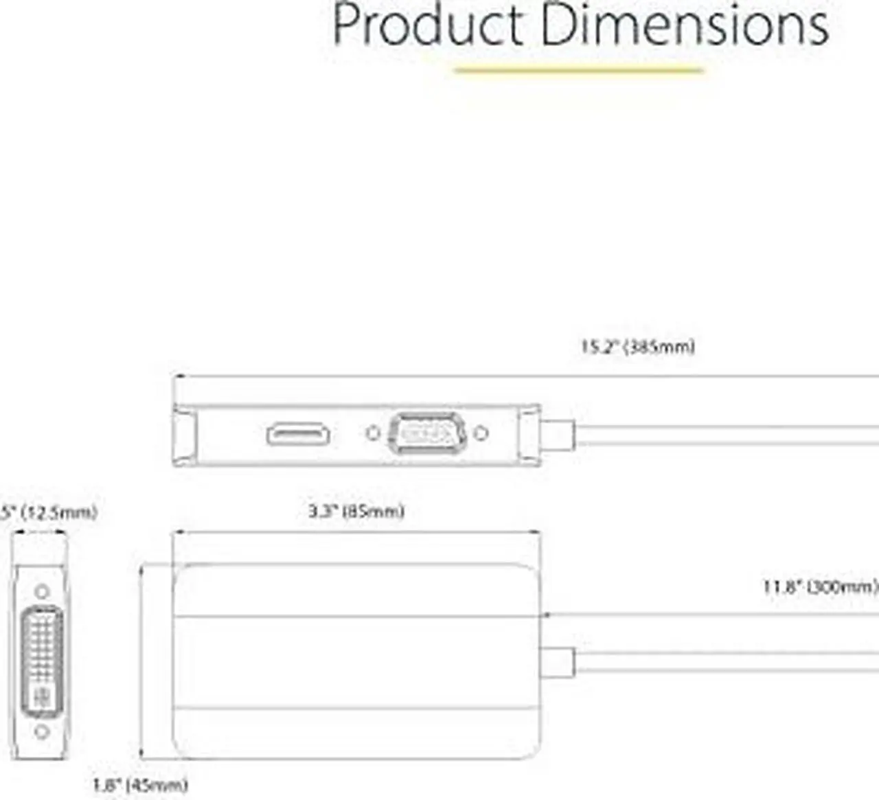 Alt view image 9 of 11 - StarTech USB C to HDMI DVI VGA Video Adapter 118USBCHDMIVGADVI