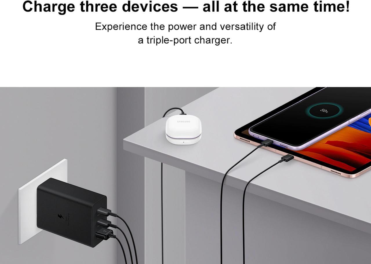 Alt view image 3 of 7 - Original Samsung Official 65W PD Power Adapter Trio (EP-T6530) - Black