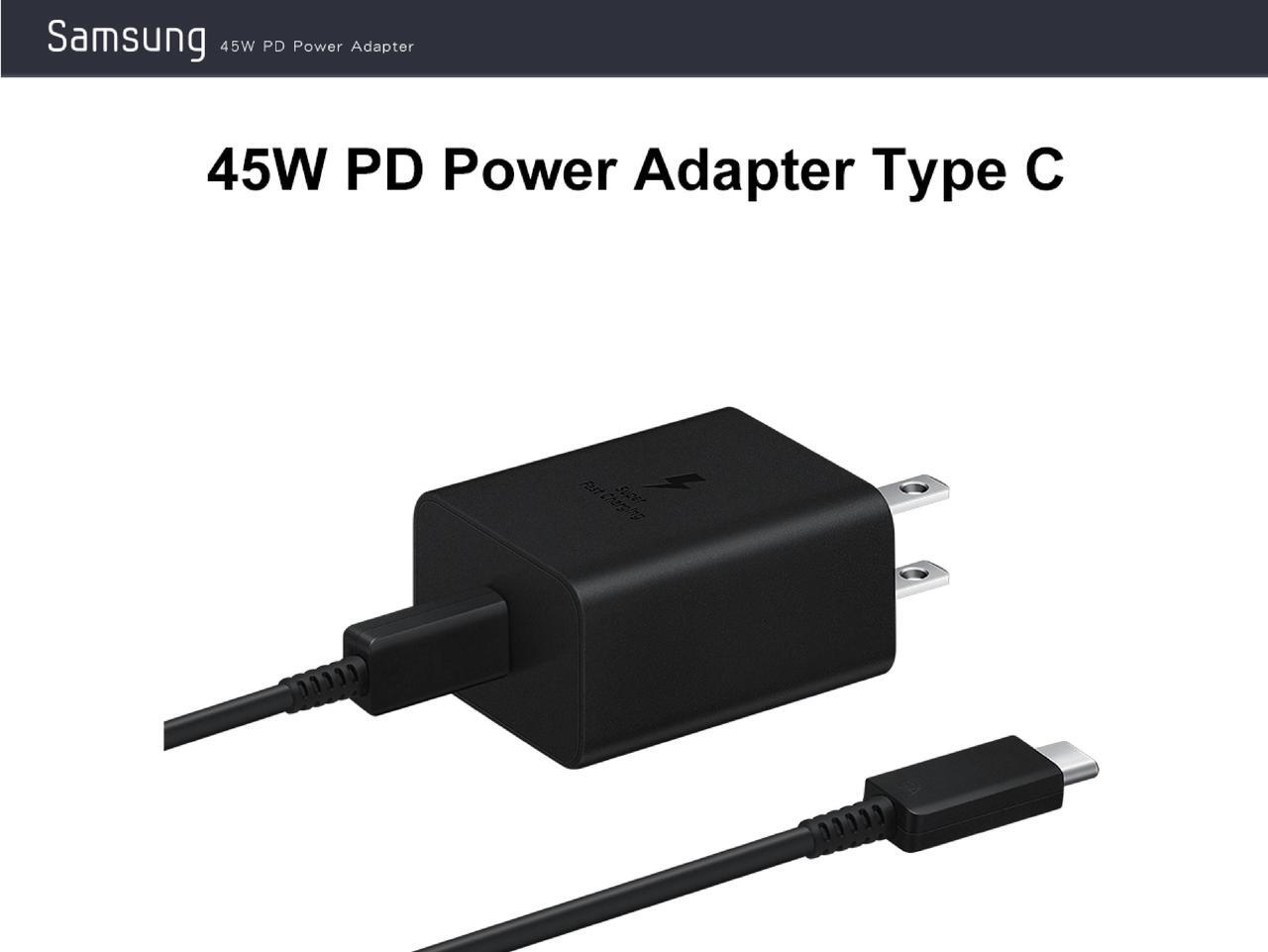 Alt view image 2 of 7 - Original Samsung Official 45W Power Adapter with Dual Type-C 5A Cable (EP-T4510) - Black