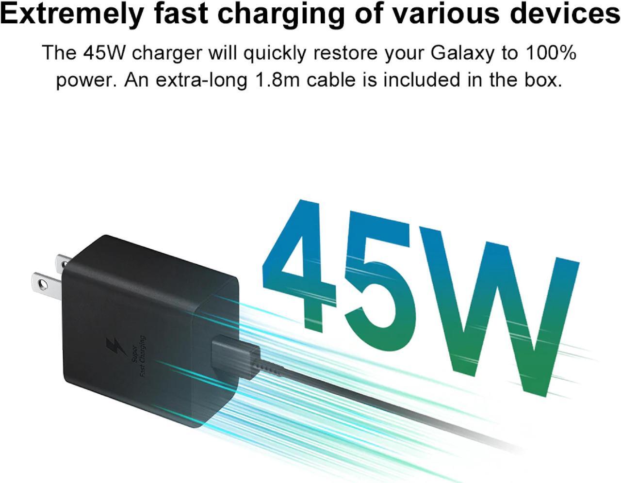 Alt view image 3 of 7 - Original Samsung Official 45W Power Adapter with Dual Type-C 5A Cable (EP-T4510) - Black