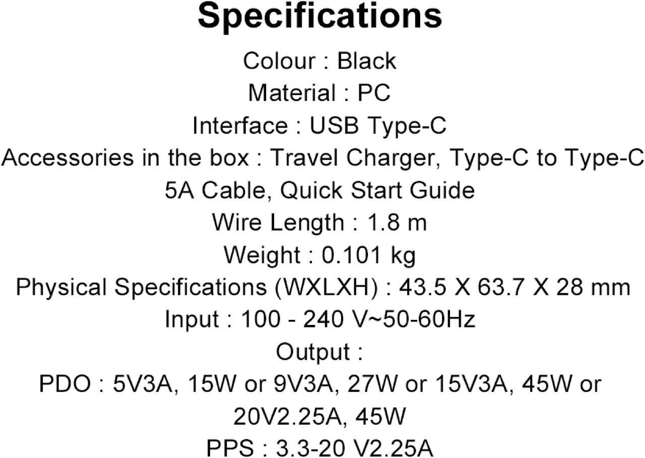 Alt view image 6 of 7 - Original Samsung Official 45W Power Adapter with Dual Type-C 5A Cable (EP-T4510) - Black