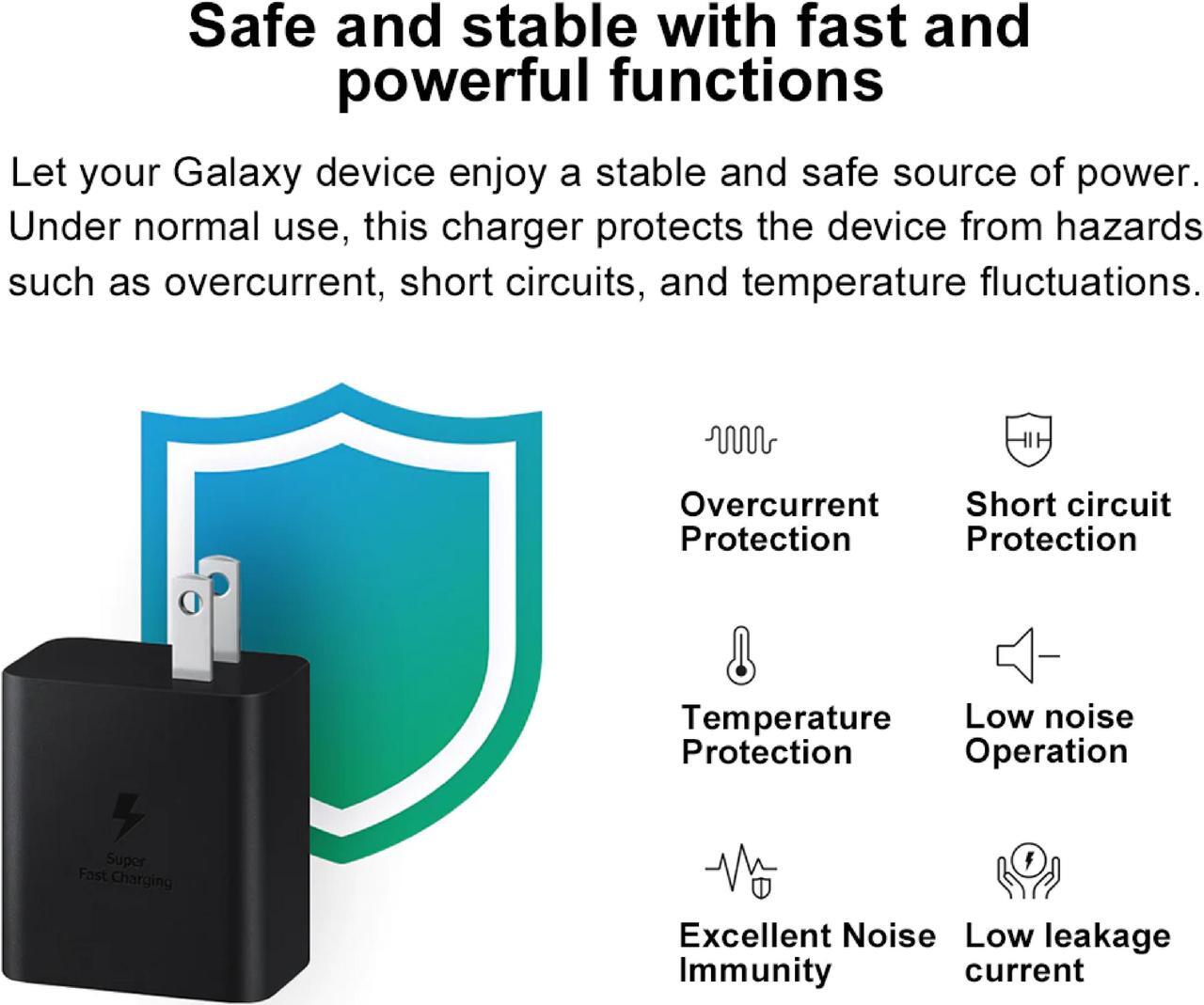 Alt view image 5 of 7 - Original Samsung Official 45W Power Adapter with Dual Type-C 5A Cable (EP-T4510) - Black