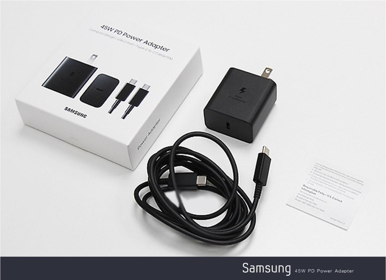 Alt view image 7 of 7 - Original Samsung Official 45W Power Adapter with Dual Type-C 5A Cable (EP-T4510) - Black