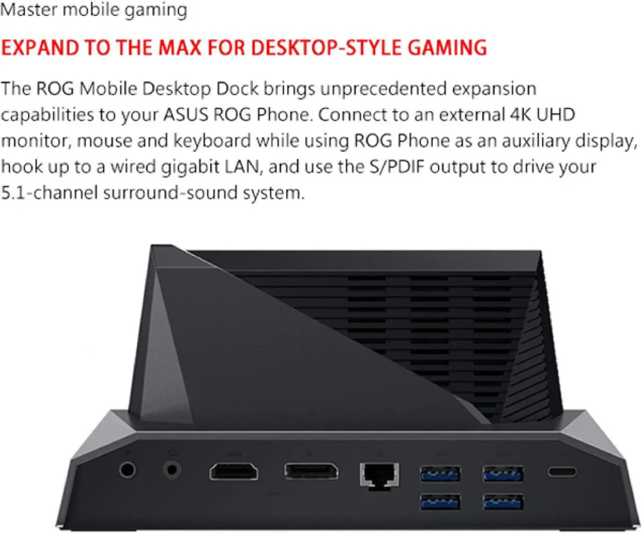 Alt view image 5 of 7 - Original ASUS Official Mobile Desktop Dock (ZS660KLD) ROG Phone 1&2&3 Accessory