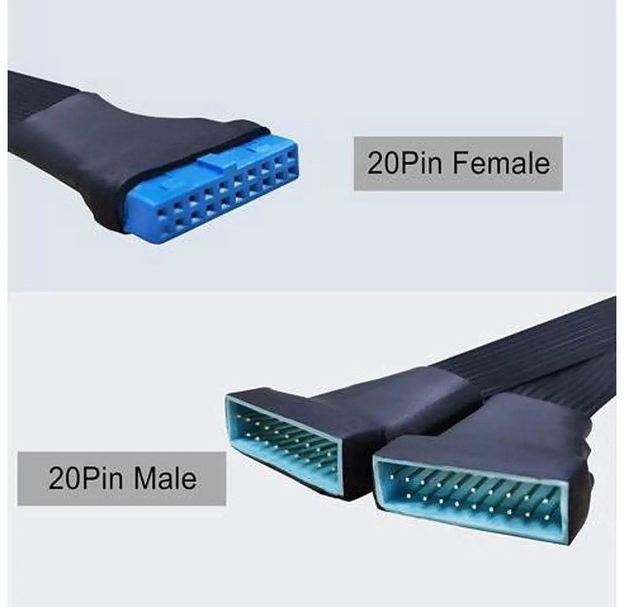Alt view image 2 of 6 - DIXSG USB 3.0 Header Extension Cable, 19/20 Pin 1 to 2 Y Splitter Internal Extension Adapter DIY(5.9 inch)