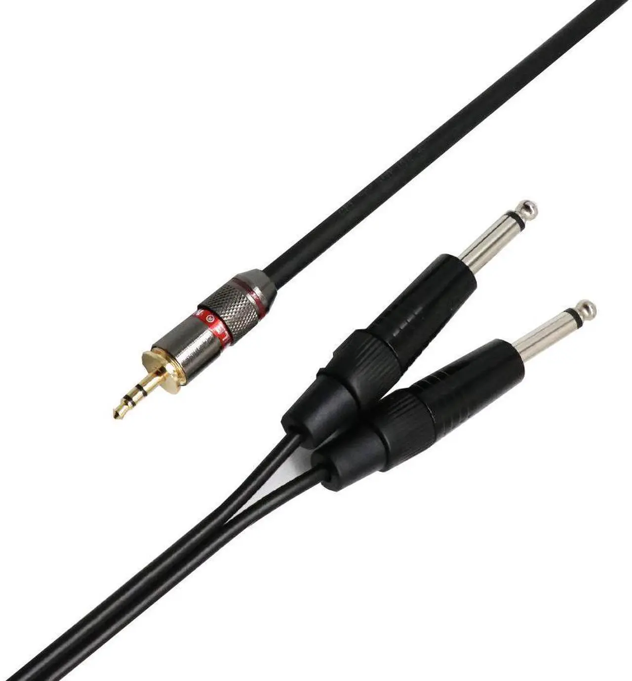 Alt view image 5 of 5 - DIXSG 3.5mm Stereo jack plug to 2x 6.35mm (1/4) mono jack plugs male audio cables