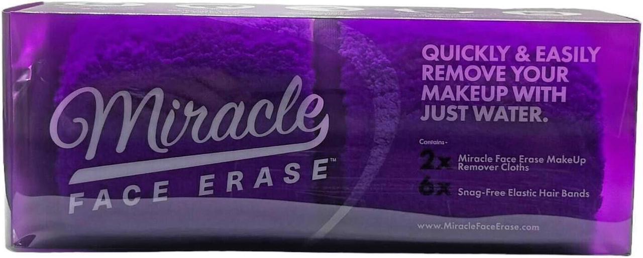 Main image of Miracle Products Makeup Remover Microfiber Face Cloth Reusable 6 Hair Ties 2 Pack