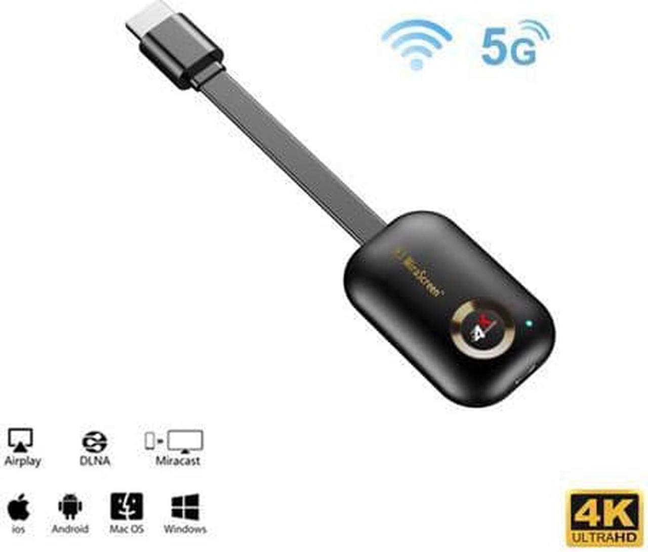 WISDUM Mirascreen G9 Plus 2.4G/5G 4K Wireless Wifi Display Dongle Mirroring Miracast Airplay DLNA Receiver for Android iOS