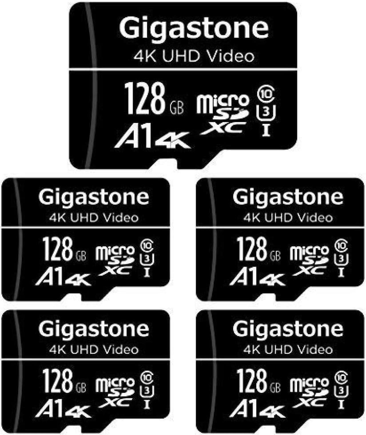 Gigastone Micro SD card 128GB Micro SD card with SD adapter With card reader U1 C10 90MB / S SDXC 5 pieces 4K Ultra HD video shooting