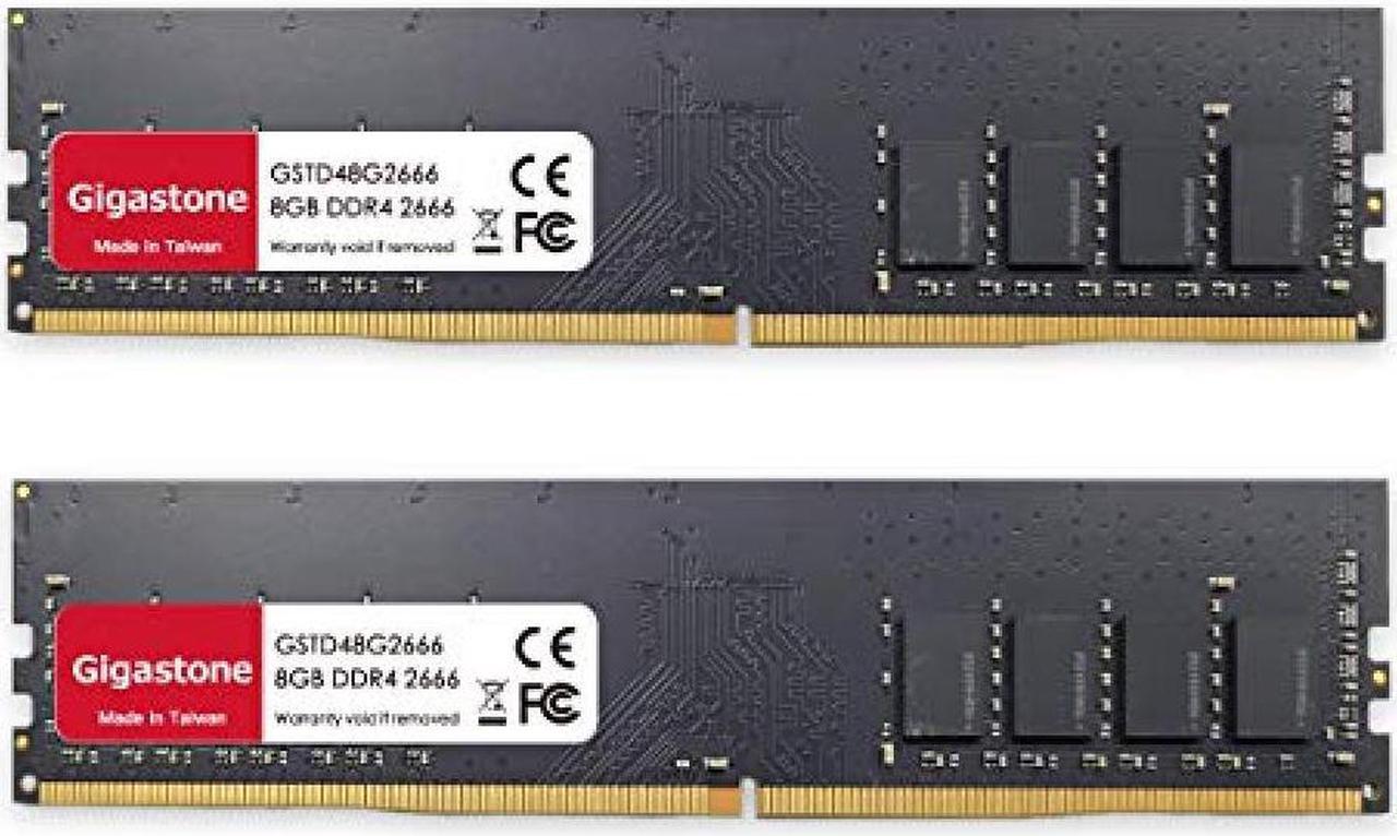 Gigastone Desktop PC Memory DDR4-2666MHz 16GB (8GBx2) PC4-21300 CL19 1.2V UDIMM 288 Pin Unbuffered Non-ECC Memory Module Ram Upgrade