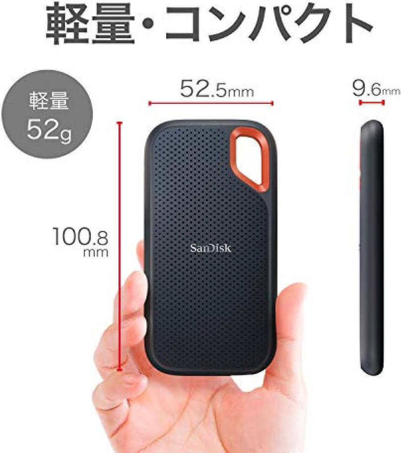 Alt view image 3 of 7 - SanDisk SSD External 4TB USB3.2Gen2 Read up to 1050MB / sec Drip-proof and dust-proof SDSSDE61-4T00-GH25 Extreme Portable SSD V2 Win Mac PS4 PS5 Eco Package