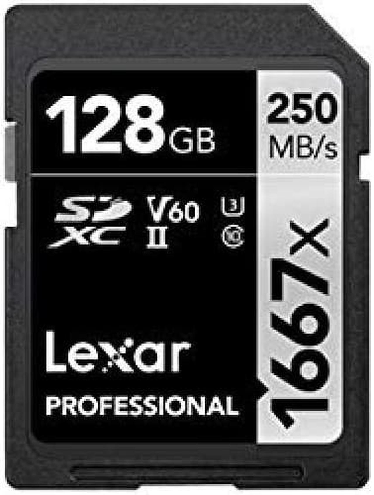 Original Lexar 1667x V60 250MB/s Flash Memory sd cards 64gb 128GB UHS-II U3 Card high speed 256GB SDXC For 3D 4K HD video (128GB)