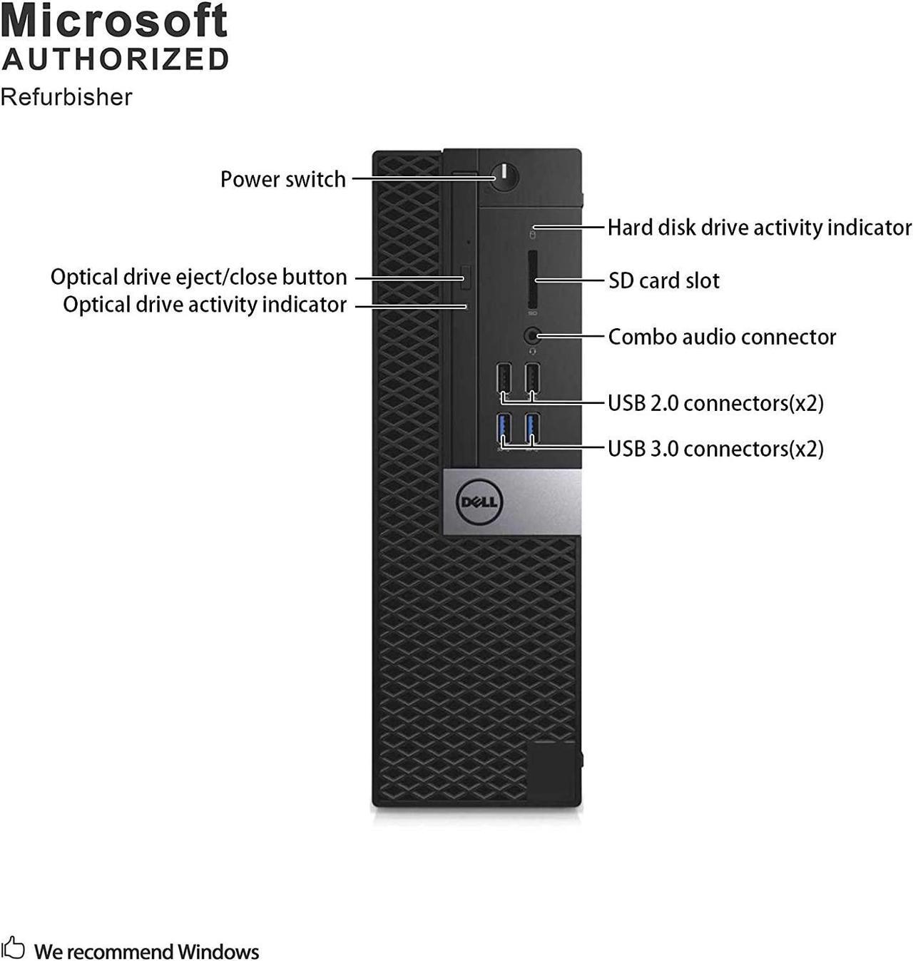 Alt view image 8 of 10 - Dell OptiPlex 5050 SFF PC - Intel Core i5 7500 6th Gen 3.40 GHz 16GB 256GB SSD DVD-RW Windows 10 Pro 64-Bit