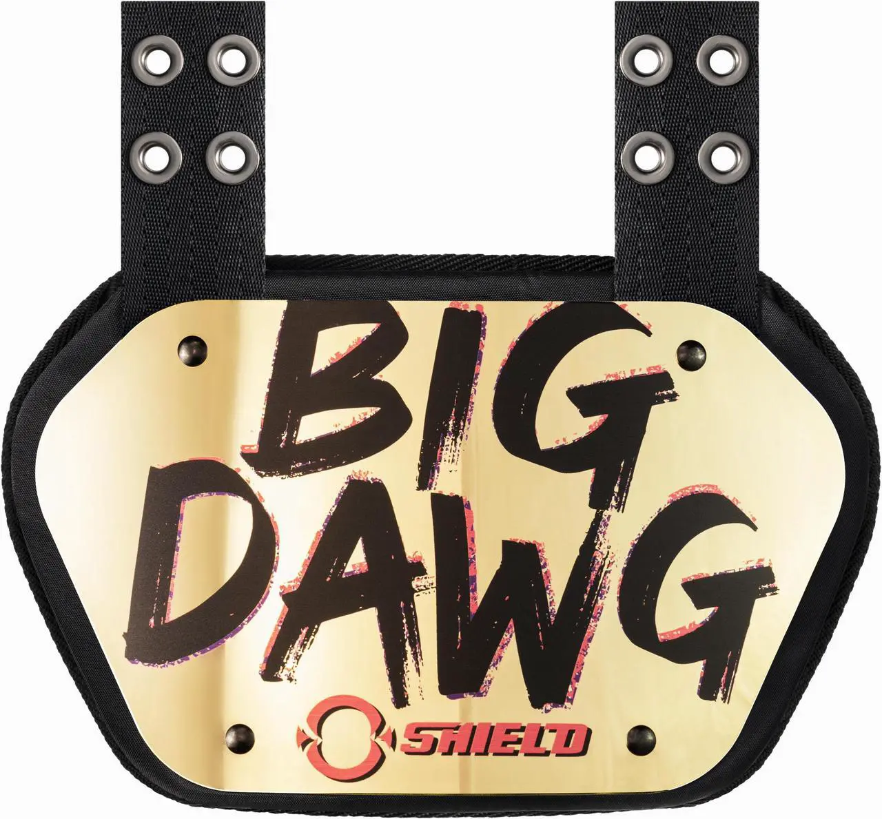 Main image of O Shield BIG DAWG Golden Chrome Football back plate, Lower back pads for football -Youth Fit