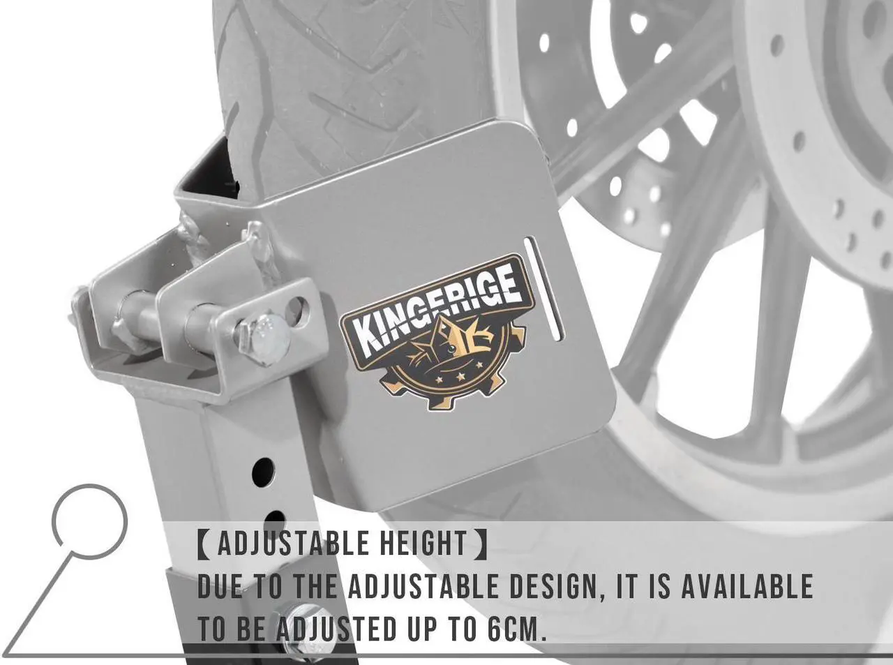 Alt view image 2 of 6 - KINGERIGE Adjustable Motorcycle Wheel Chock for Trailer, Heavy Duty Upfront Wheel Motorcycle Chock, Front Wheel Motorbike Trailer Wheel Chock, Front Wheel Motorcycle Wheel Chock, 16" to 21"