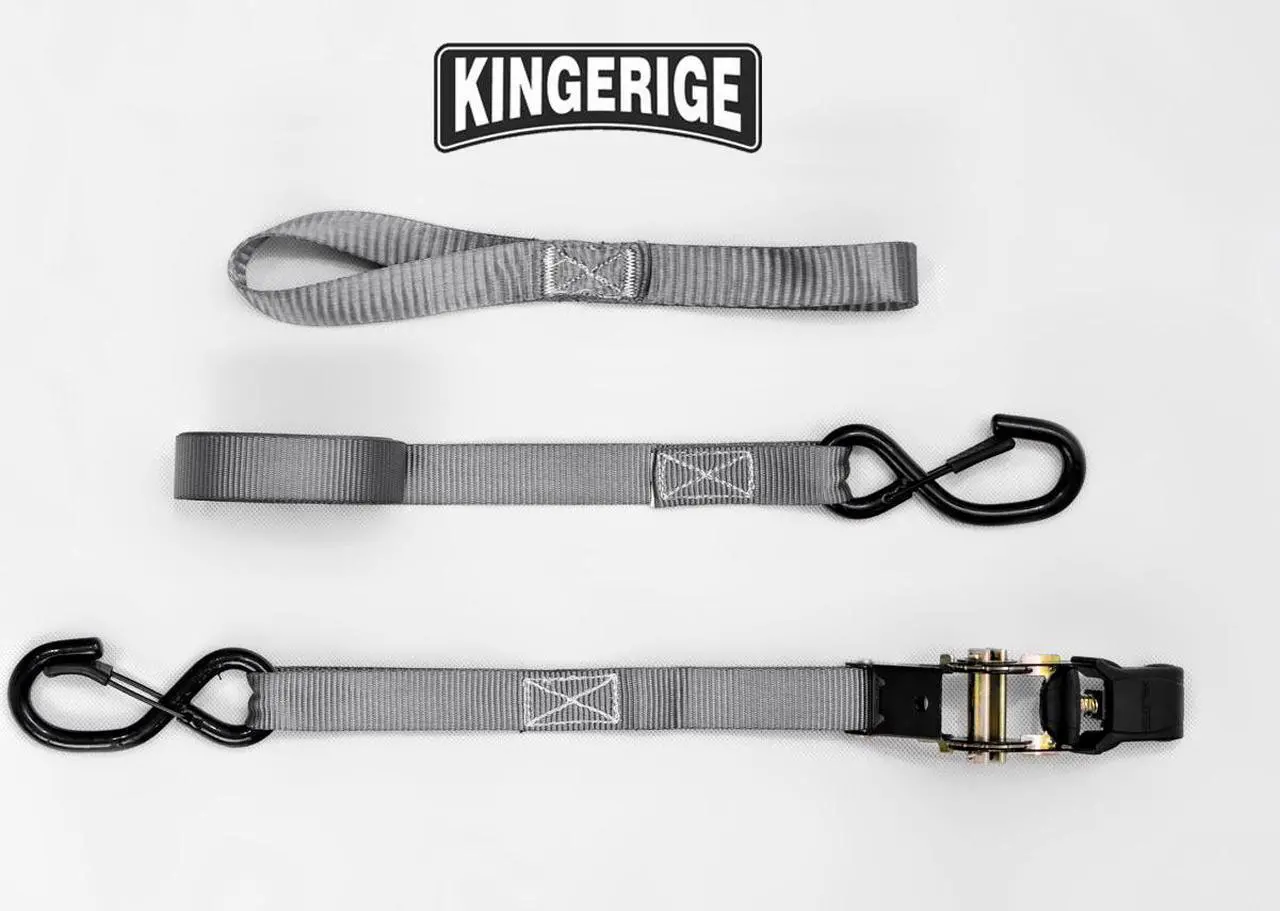 Alt view image 7 of 7 - KINGERIGE Heavy Duty Motorcycle Ratchet Straps - 4 Pack with Soft Loops and High Break Strength for Secure Transport of Motorbikes, ATVs, and More - Ideal for Trucks, Trailers, and Roof Racks