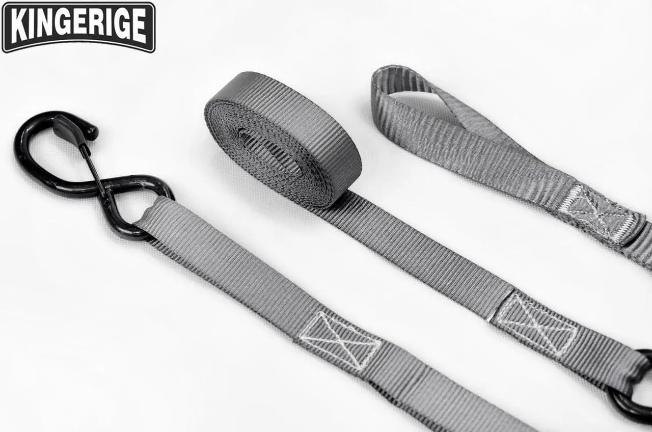 Alt view image 6 of 7 - KINGERIGE Heavy Duty Motorcycle Ratchet Straps - 4 Pack with Soft Loops and High Break Strength for Secure Transport of Motorbikes, ATVs, and More - Ideal for Trucks, Trailers, and Roof Racks