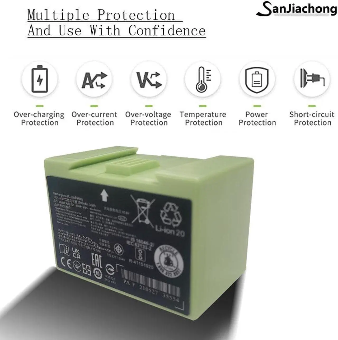 Alt view image 6 of 7 - 14.4V 2500mAh i7 Battery Replacement for iRobot Roomba e and i Series, Large Capacity Battery Compatible with Roomba i7 i7+ i8 i6 i4 i4+ i3 i3+ i7158 J7 7150 7550 and e e5 e6 e5150 e5152 e6198 Etc