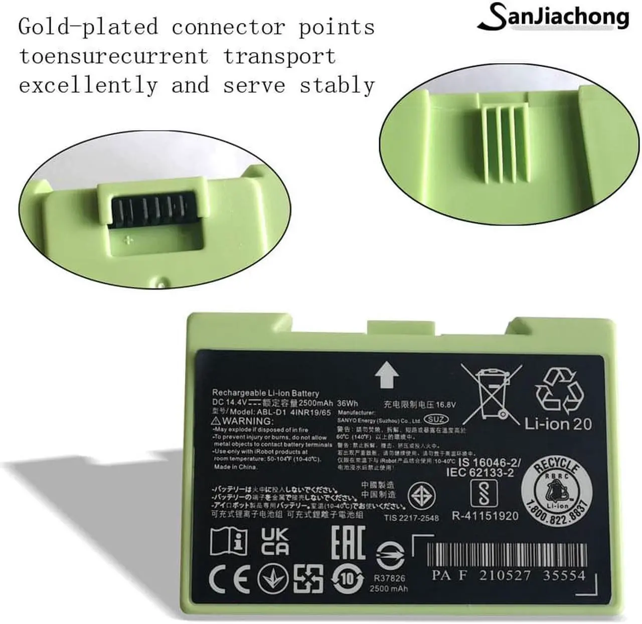 Alt view image 3 of 7 - 14.4V 2500mAh i7 Battery Replacement for iRobot Roomba e and i Series, Large Capacity Battery Compatible with Roomba i7 i7+ i8 i6 i4 i4+ i3 i3+ i7158 J7 7150 7550 and e e5 e6 e5150 e5152 e6198 Etc