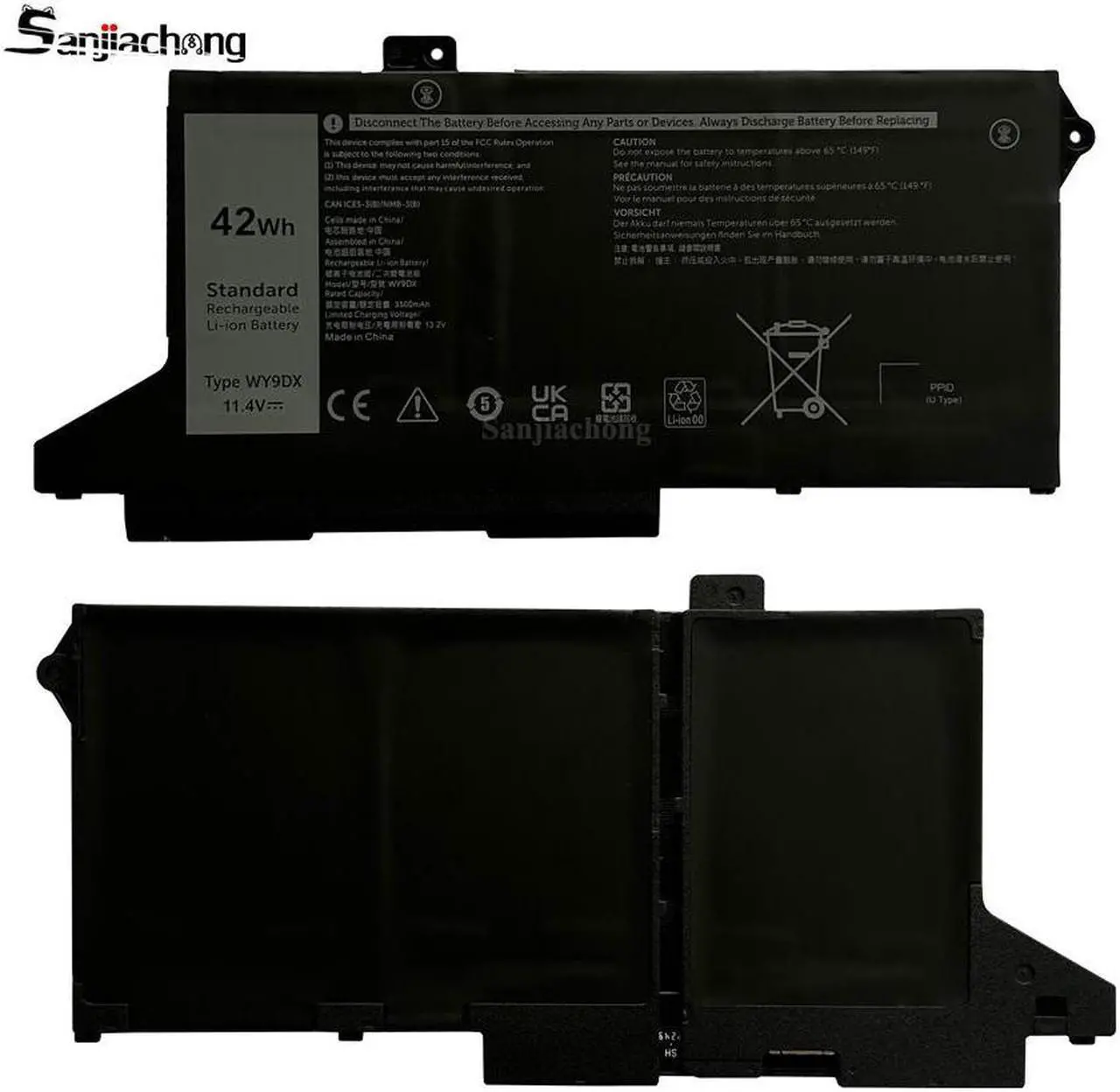 Alt view image 5 of 5 - 42Wh WY9DX Laptop Battery Replacement for Dell Latitude 5420 5520 Precision 15 3560 Series P137G P137G001 P104F P104F001 P104F002 RJ40G 01K2CF 075X16 0WK3F1 0M3KCN 005R42 11.4V 3500mAh 3-Cell