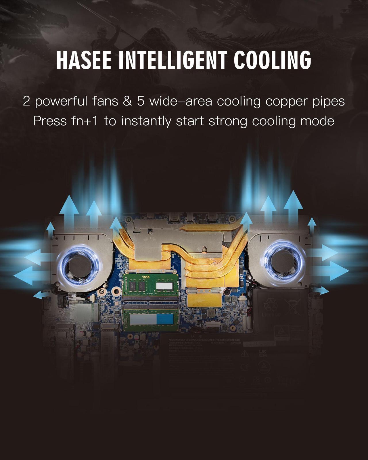 Alt view image 7 of 7 - Hasee T8 (16'', i9-12900H, RTX3060), Gaming Laptop, i9-12900H 5.0GHz, 16G DDR4 RAM, 1T NVMe PCIe4.0 SSD, RTX3060 6G GDDR6, 16'' 2.5K 165Hz IPS Display, RGB KB, WiFi 6, BT 5.2, Win 11, Obsidian Black