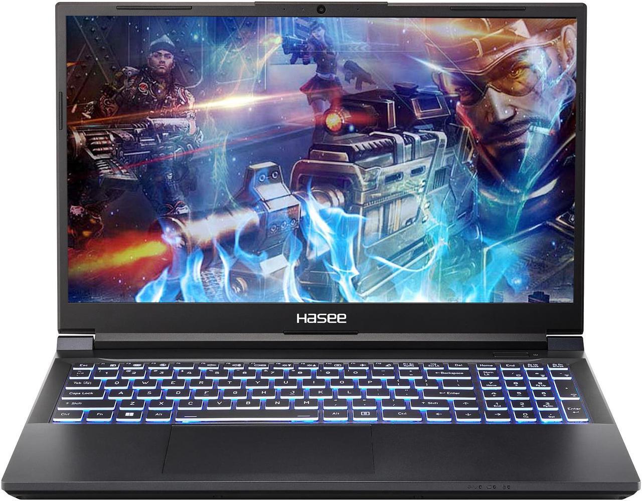 Hasee Z8 (15.6'', i7-12650H, RTX4060), Gaming Laptop, i7-12650H 4.7GHz, 16G DDR5 RAM, 512G NVMe PCIe4.0 SSD, RTX4060 8G GDDR6, 15.6'' QHD 165Hz 100%sRGB Display, RGB KB, WF6, BT5.2, Win11, Ore Black