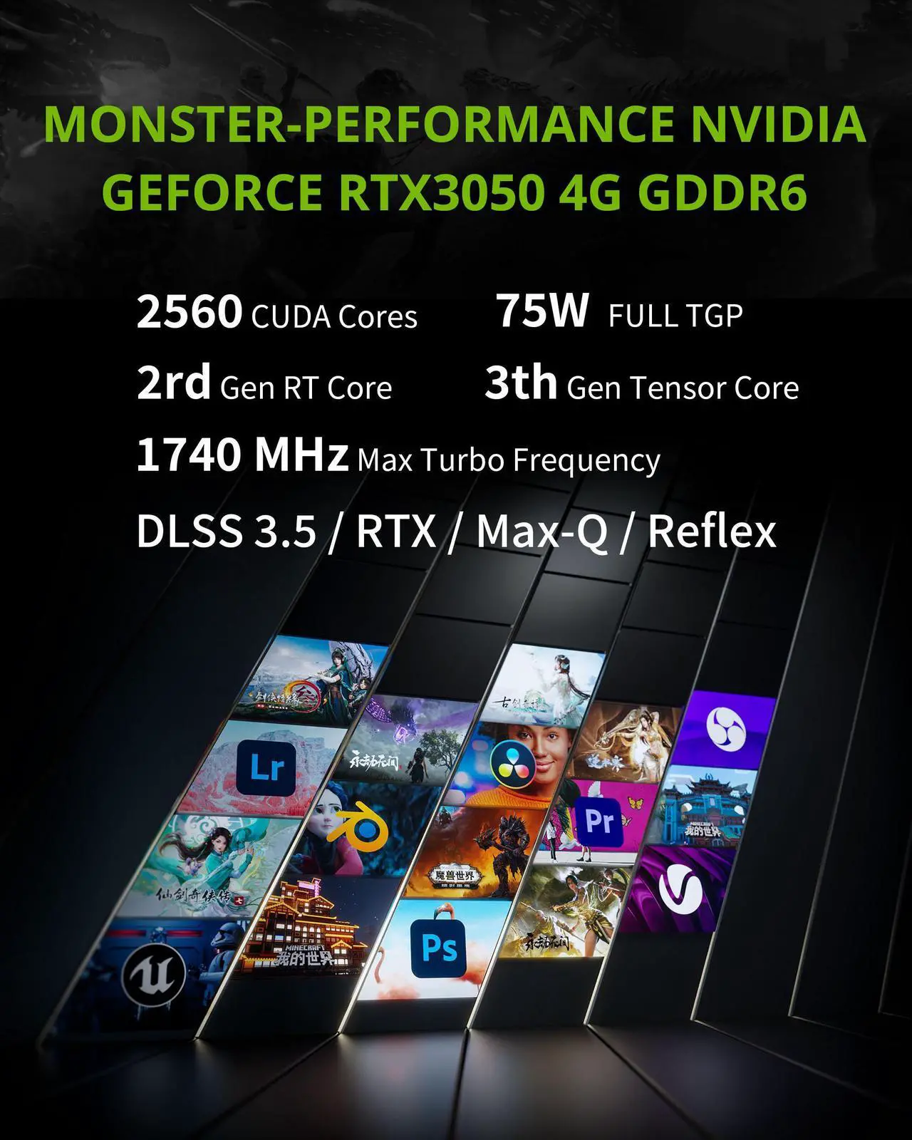 Alt view image 4 of 6 - Hasee Z8 (15.6'', i5-12450H, RTX3050), Gaming Laptop, i5-12450H 4.4GHz, 16G DDR4 RAM, 512G NVMe PCIe4.0 SSD, RTX3050 4G GDDR6, 15.6'' 144Hz 1920x1080 FHD IPS Display, RGB KB, WF6,BT, Win11, Ore Black