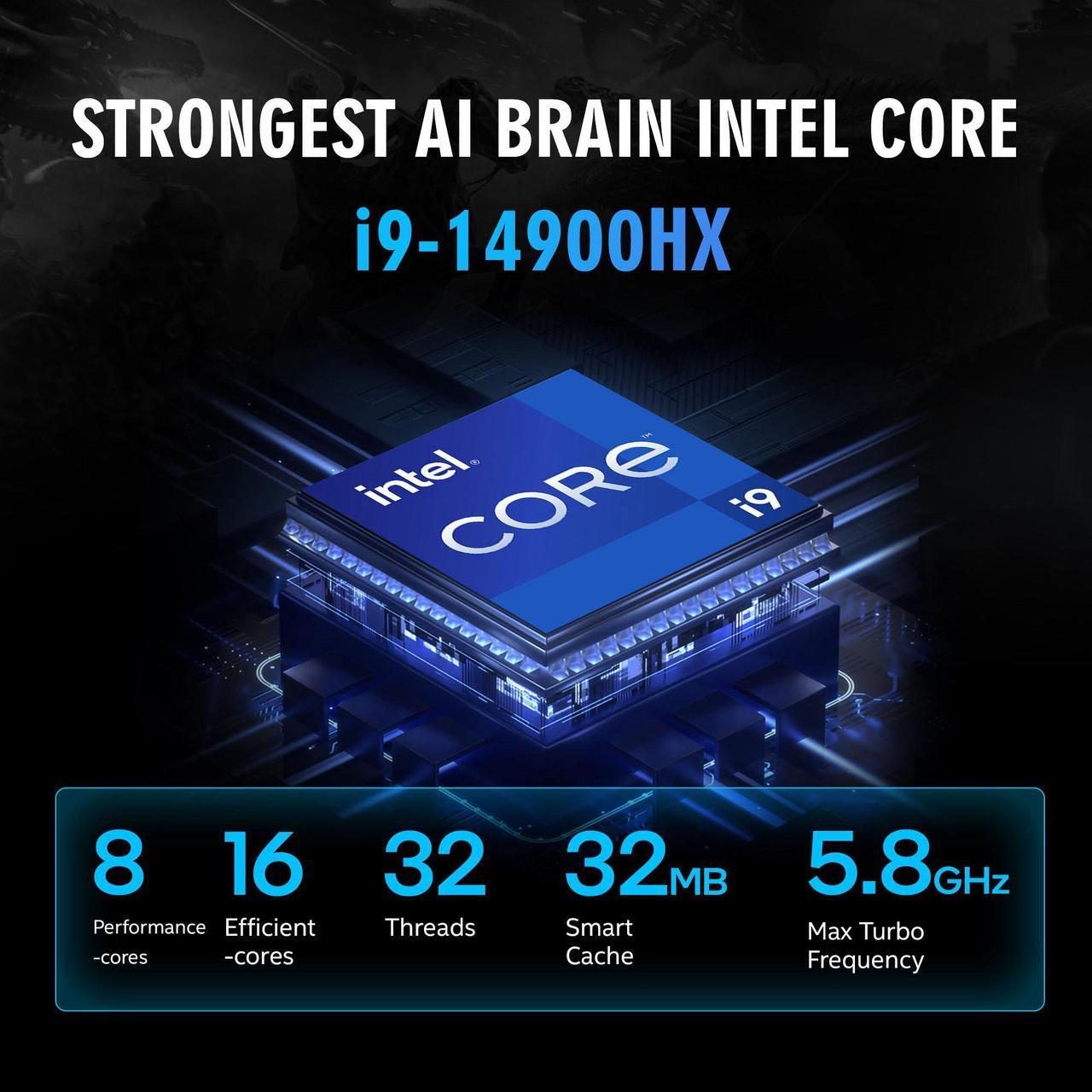 Alt view image 3 of 7 - Hasee T8 (16'', i9-14900HX, RTX4060), Gaming Laptop, i9-14900HX 5.8GHz, 32G (16Gx2) DDR5 5600MHz RAM, 1T PCIe4.0 SSD, RTX4060 8G, 16'' 2.5K 240Hz IPS Display, RGB KB,WF 6E,BT5.3,Win11,BlackHole Black
