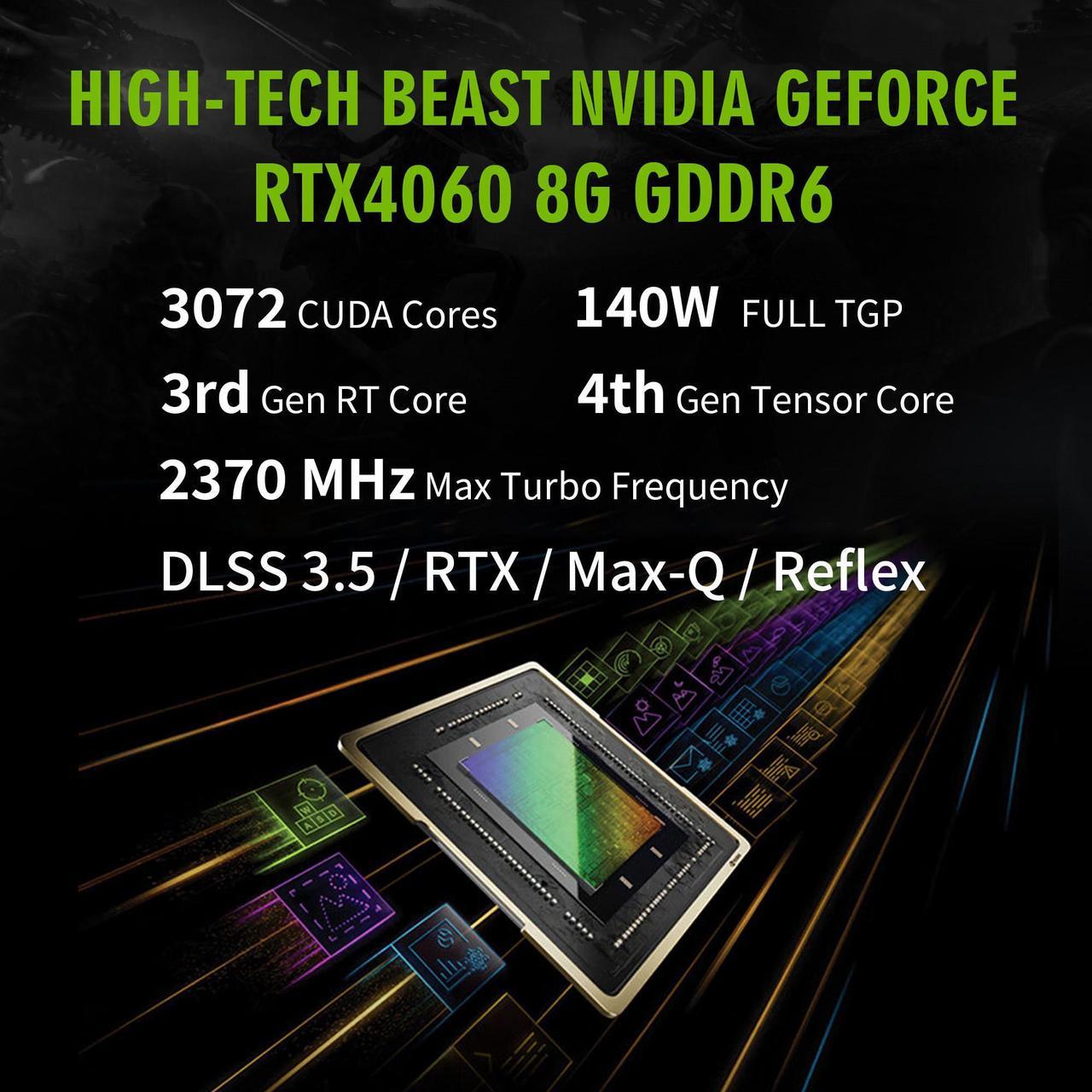 Alt view image 4 of 6 - Hasee T8 Pro (16'', i7-13700HX, RTX4060), Gaming Laptop, i7-13700HX 5GHz, 16G DDR5 RAM, 1TB NVMe PCIe4.0 SSD, RTX4060 8G GDDR6, 16'' 165Hz QHD 100%sRGB IPS Display, RGB KB, WF6,BT5.2,Win11, Mecha Grey