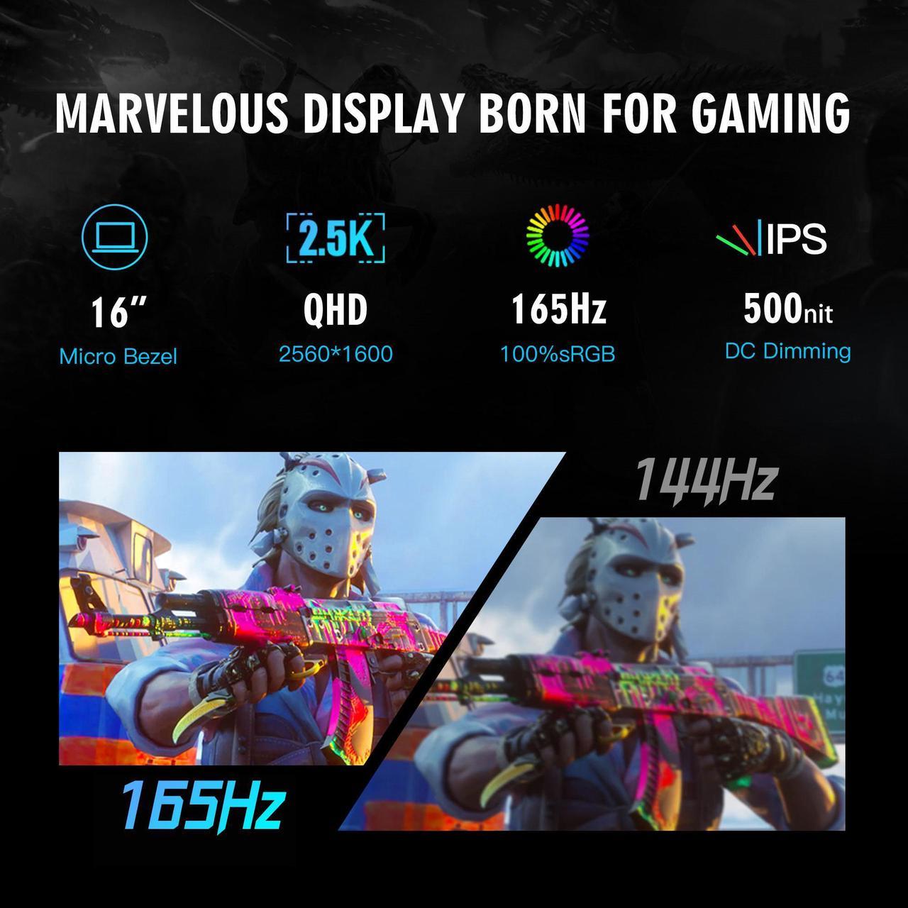 Alt view image 6 of 6 - Hasee T8 Pro (16'', i7-13700HX, RTX4060), Gaming Laptop, i7-13700HX 5GHz, 16G DDR5 RAM, 1TB NVMe PCIe4.0 SSD, RTX4060 8G GDDR6, 16'' 165Hz QHD 100%sRGB IPS Display, RGB KB, WF6,BT5.2,Win11, Mecha Grey