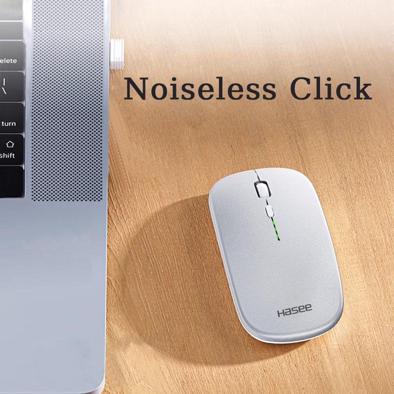 Alt view image 2 of 7 - Hasee M512 Wireless Mouse, Rechargeable Silent Portable USB Optical 2.4G Wireless Bluetooth Two Mode Computer Mice with USB Receiver(silver),3 Adjustable DPI Levels for Notebook, PC, Laptop, iPad, Mac