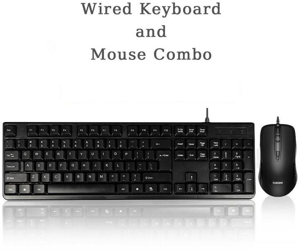 Main image of Hasee S-M11 Wired Keyboard and Mouse Combo for Windows, Optical Wired Mouse, Plug and Play, Full-Size Keyboard, Spill-Resistant, Quiet Typing, Compatible with PC, Laptop - Black