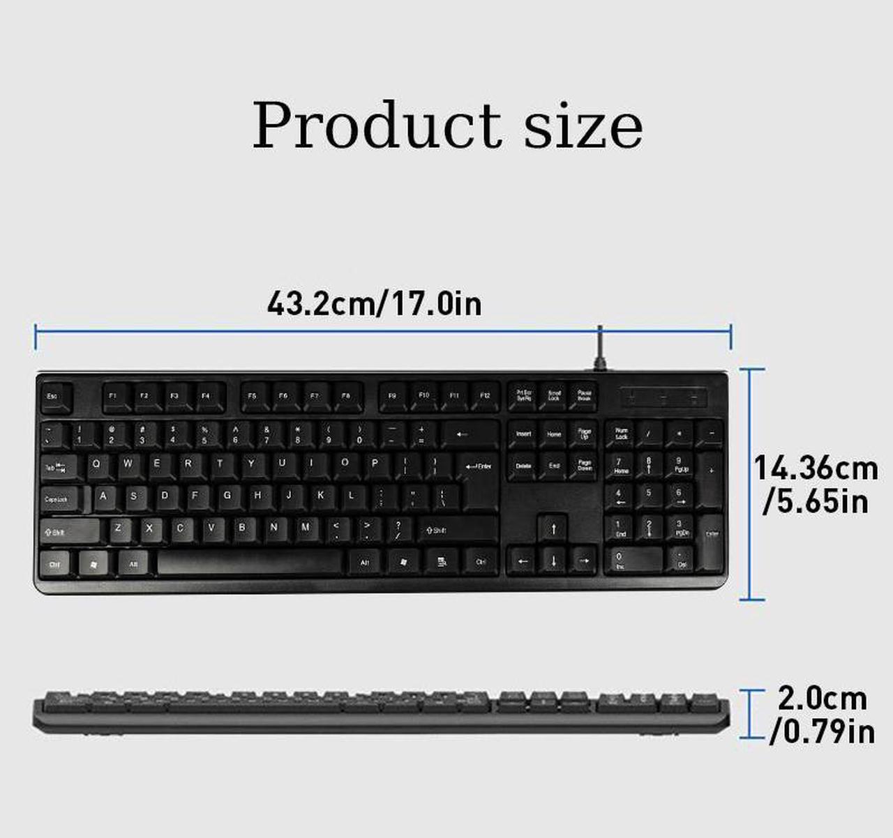 Alt view image 7 of 7 - Hasee S-M11 Wired Keyboard and Mouse Combo for Windows, Optical Wired Mouse, Plug and Play, Full-Size Keyboard, Spill-Resistant, Quiet Typing, Compatible with PC, Laptop - Black