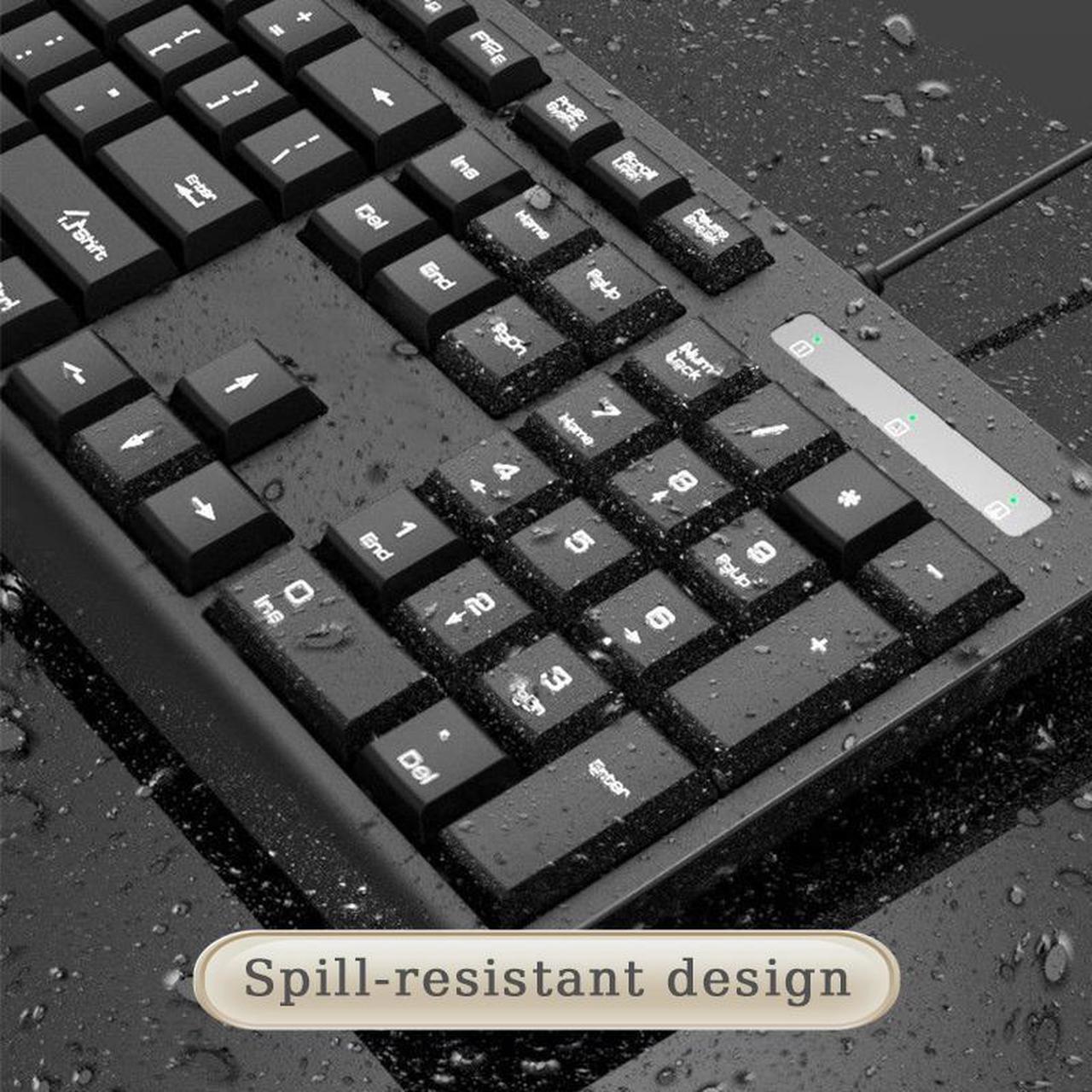 Alt view image 4 of 7 - Hasee S-M11 Wired Keyboard and Mouse Combo for Windows, Optical Wired Mouse, Plug and Play, Full-Size Keyboard, Spill-Resistant, Quiet Typing, Compatible with PC, Laptop - Black