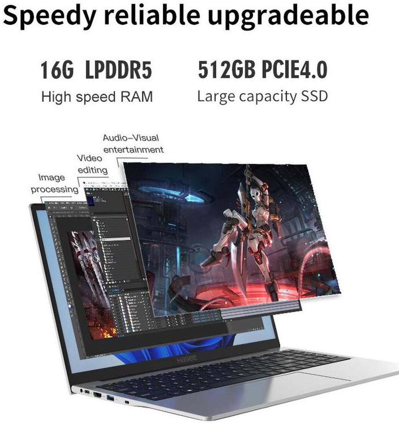 Alt view image 5 of 7 - Hasee X5 15.6 laptop computer  Intel core i9-12900H, Intel® UHD Graphics , 16G LPDDR5 RAM, 512G NVMe PCIe4.0 SSD, 15.6'' Windows 11 Home WIFI6, BT5.2, Silvery, A Metal
