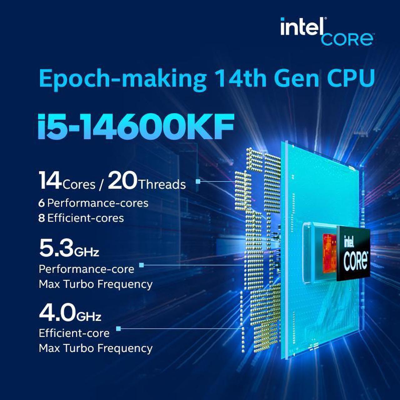 Alt view image 6 of 7 - Hasee P75K Gaming Desktop PC - Intel i5-14600KF(beat AMD Ryzen 7 7700)- NVIDIA GeForce RTX 5070 12GB GDDR7 - DLSS 4  AI-Powered Performance-32GB DDR5 RAM - 1TB SSD-Sea View Room-WiFi6E BT5.3 Win11