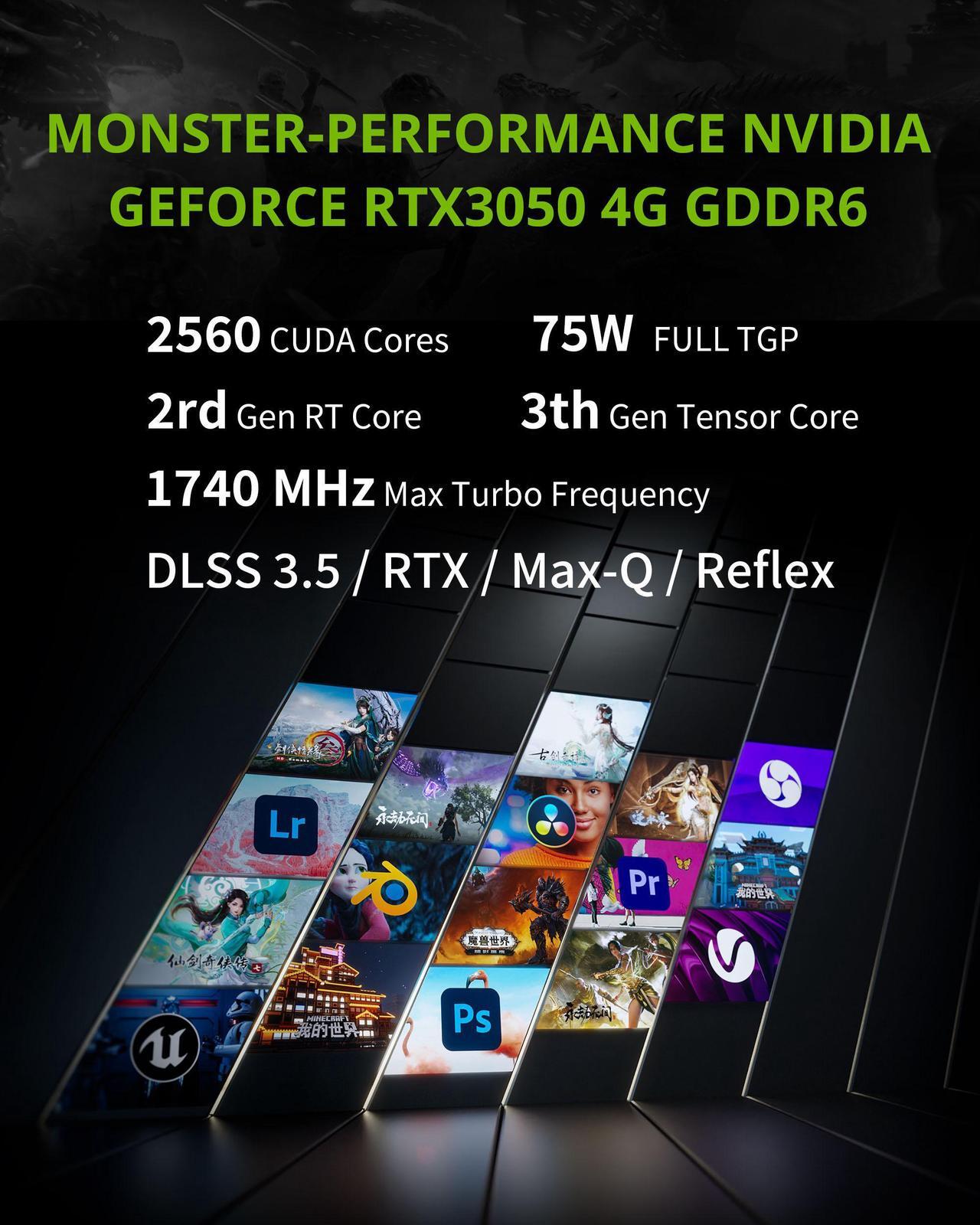 Alt view image 3 of 7 - Hasee Z8 (15.6'', i5-12450H, RTX3050), Gaming Laptop, i5-12450H 4.4GHz, 16G DDR4 RAM, 512G NVMe PCIe4.0 SSD, RTX3050 4G GDDR6, 15.6'' 144Hz 1920x1080 FHD IPS Display, RGB KB, WF6,BT, Win11, Ore Black