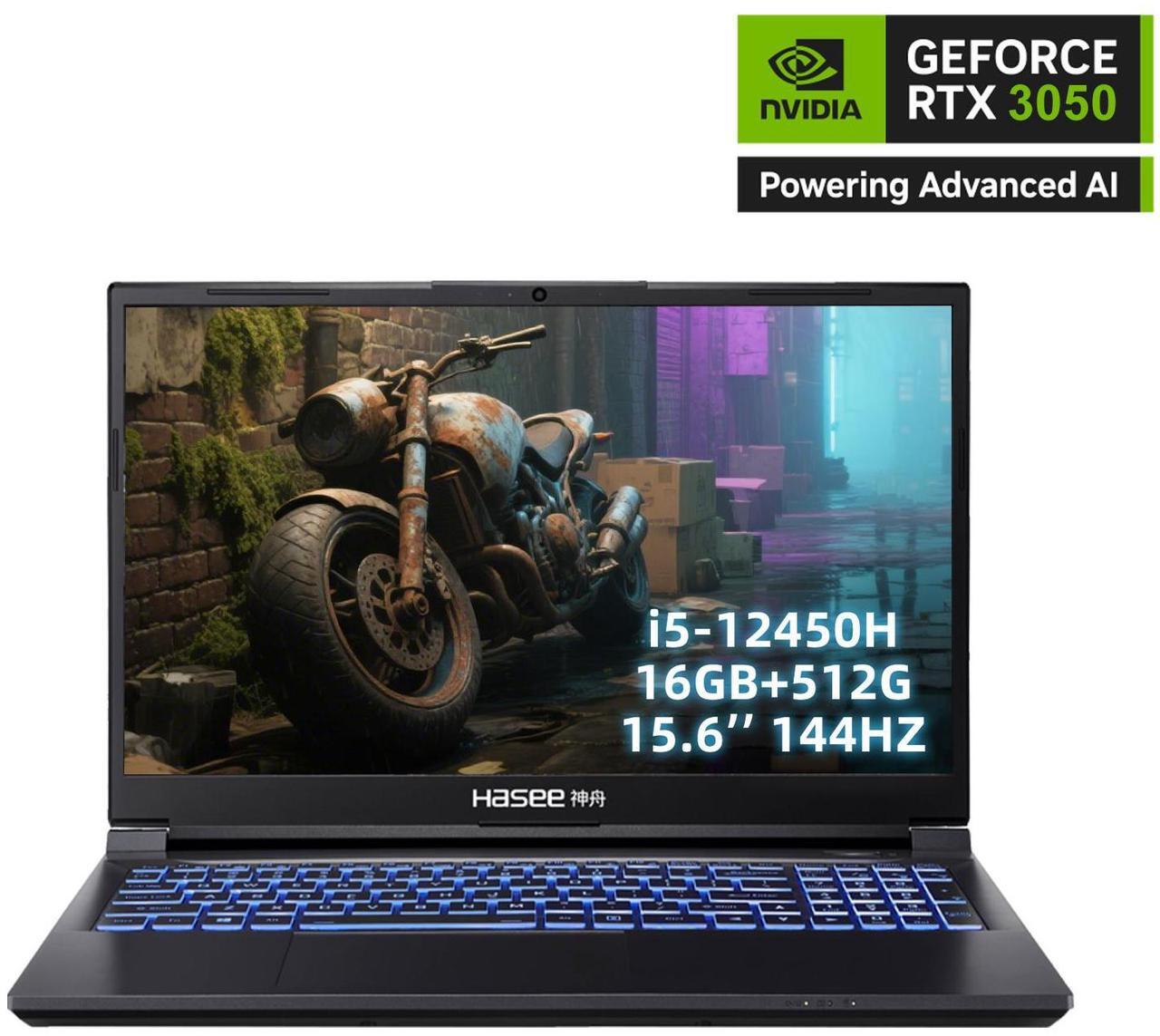 Main image of Hasee Z8 (15.6'', i7-12650H, RTX4060), Gaming Laptop, i7-12650H 4.7GHz, 16G DDR5 RAM, 512G NVMe PCIe4.0 SSD, RTX4060 8G GDDR6, 15.6'' QHD 165Hz 100%sRGB Display, RGB KB, WF6, BT5.2, Win11, Ore Black