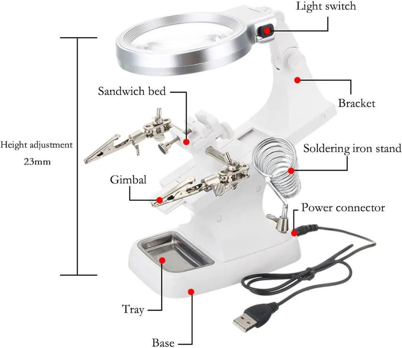 Alt view image 2 of 4 - 3 In 1 Welding Magnifying Glass 360 Degree Auxiliary Clip Magnifier Electric Soldering Iron Fixed Stand Repair Tool