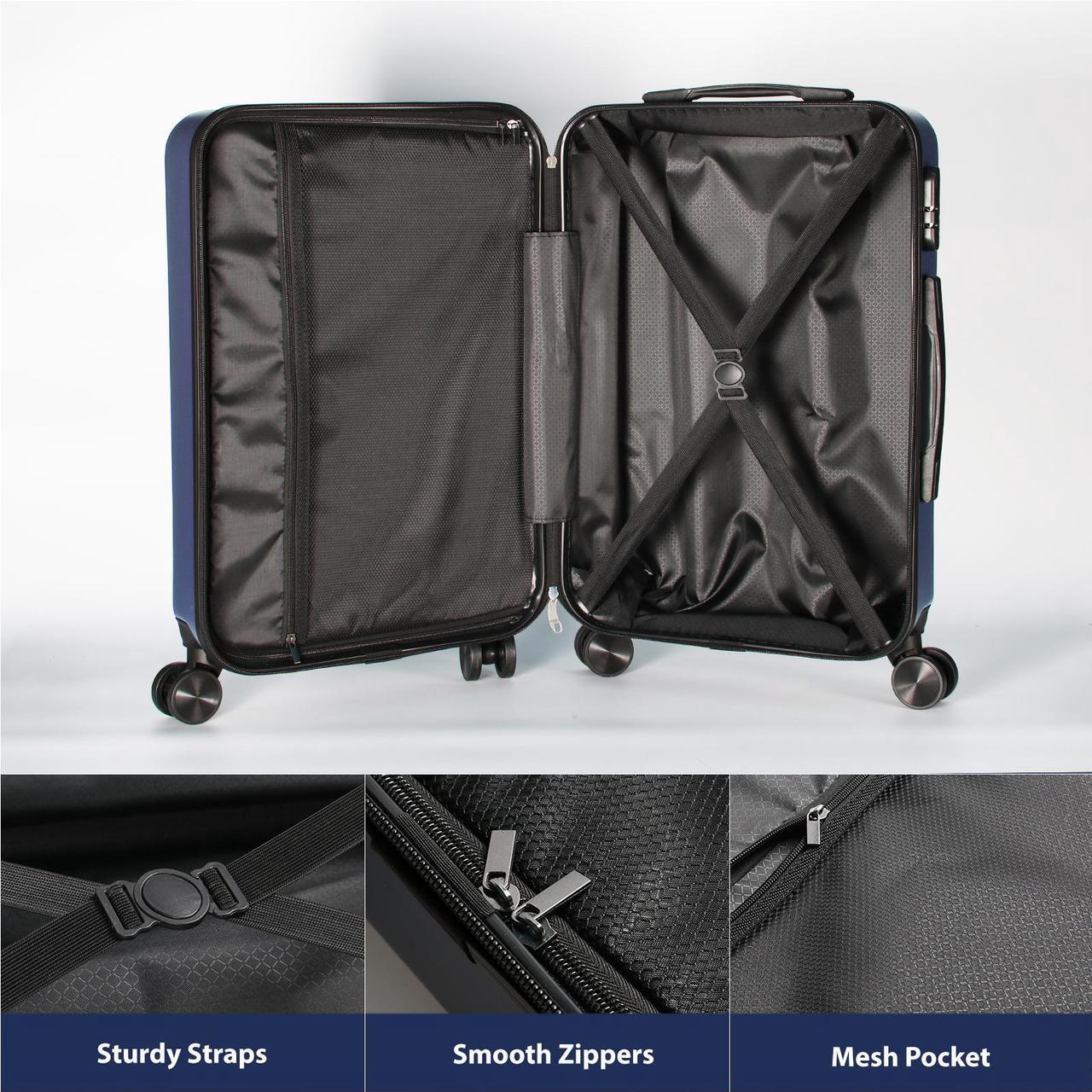 Alt view image 4 of 7 - SKYTREE Luggage 3 Piece Set, ABS Hardshell Suitcase Set With Scratch-Resistant Surface, Four Multi-directional Wheels, Light weight Carry On, 18in22in26in