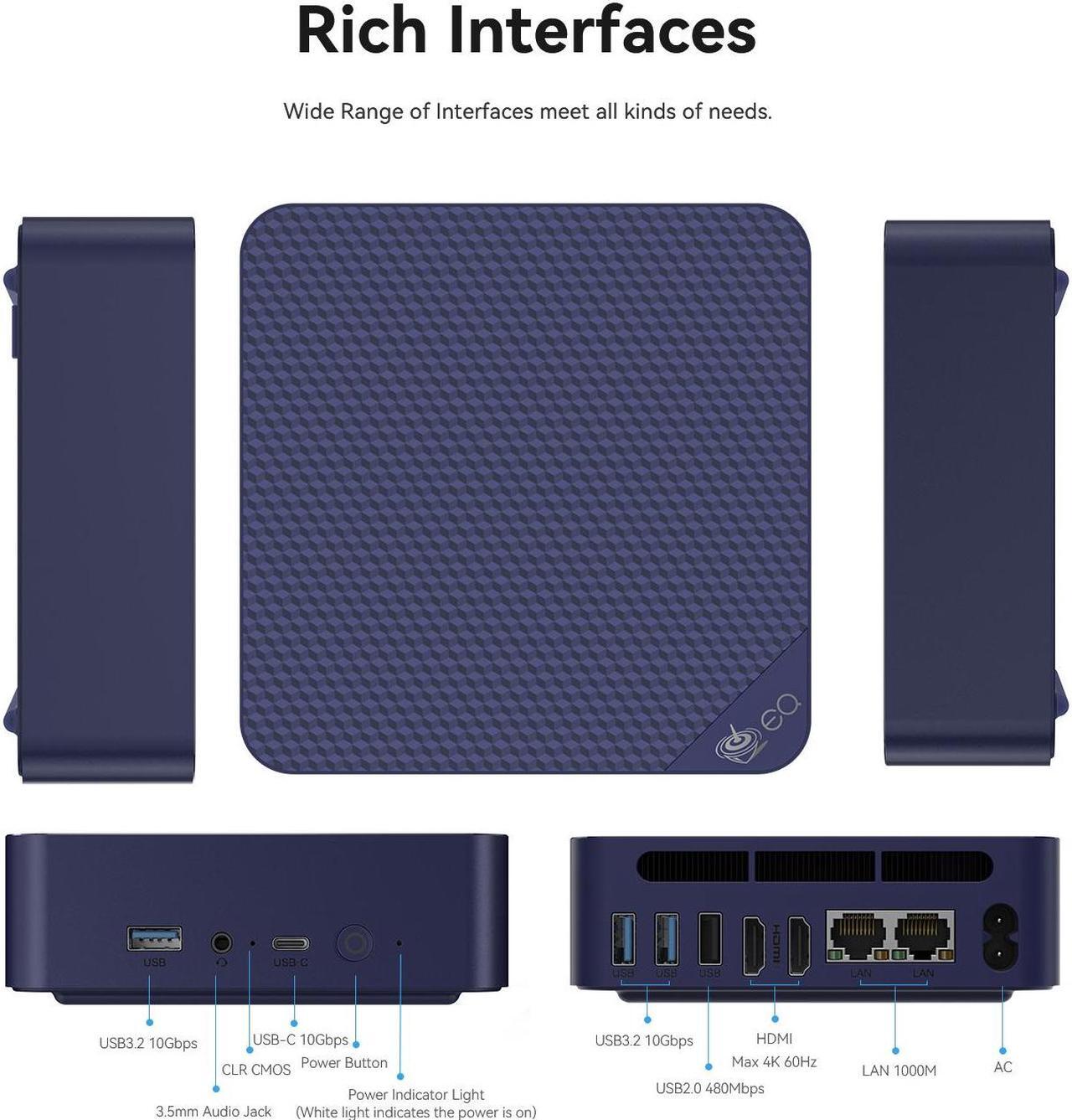 Alt view image 3 of 7 - Beelink EQ13 Mini PC Intel N200 4C/4T Up to 3.7GHz 16GBRAM DDR4 500GB PCIE3.0 SSD Dual LAN WIFI6 Mini Computers Home Office