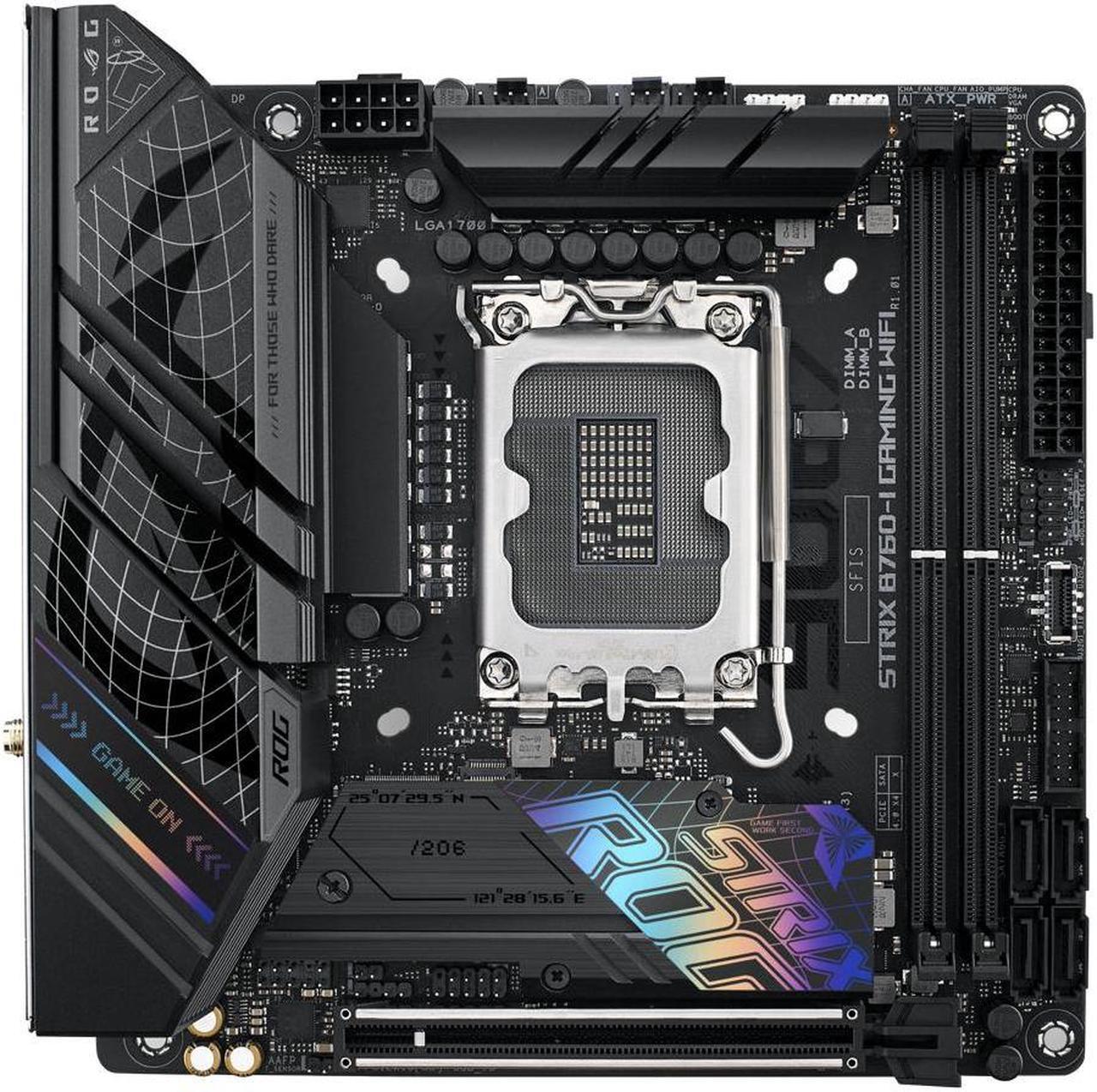 Alt view image 2 of 10 - ASUS ROG Strix B760-I Gaming WiFi Intel B760(13th and 12th Gen) LGA 1700 mini-ITX motherboard, 8 + 1 power stages, DDR5 up to 7600 MT/s, PCIe 5.0, two M.2 slots, WiFi 6E, USB 3.2 Gen 2x2 Type-C