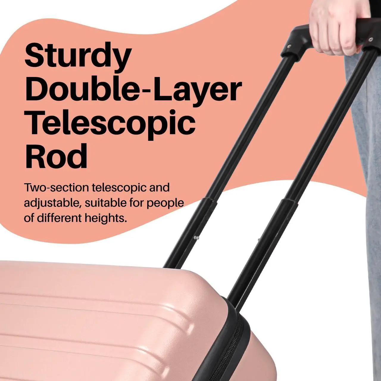 Alt view image 3 of 6 - AnyZip Carry On Luggage 20" Hardside PC ABS Lightweight USB Suitcase with Wheels TSA Lock Pink