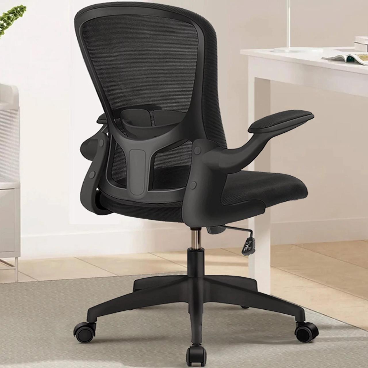 FelixKing Office Chair, Ergonomic Desk Chair with Adjustable Height, Swivel Computer Mesh Chair with Lumbar Support and Flip-up Arms, Backrest with Breathable Mesh (Black)