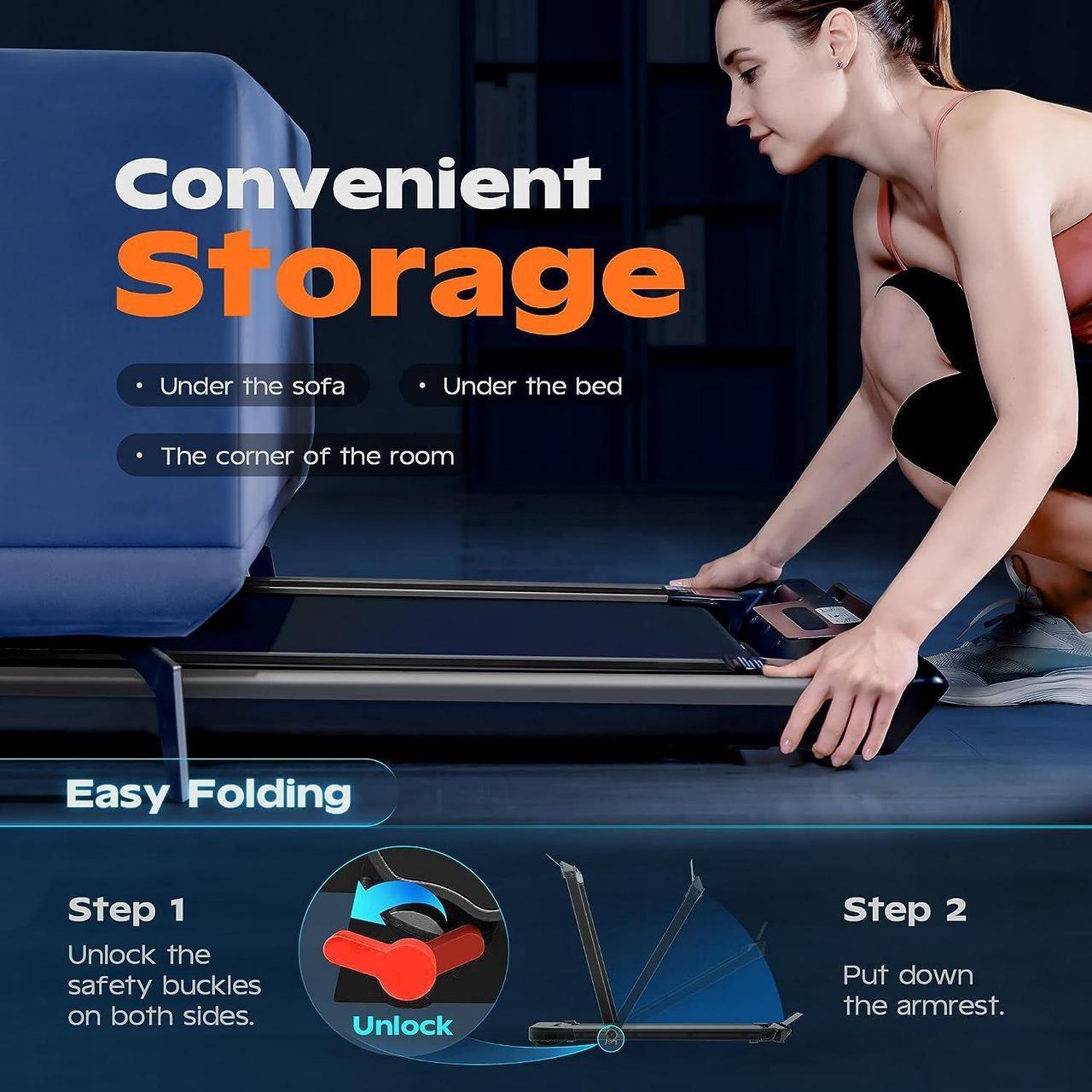 Alt view image 7 of 7 - Coolhut Under Desk Treadmill, Walking Pad 3 in 1 Folding Treadmill, Walking Jogging Treadmills for Home Office, 2.5HP Low-Noise Treadmill LED Display and Knob Speed Adjustment Silver