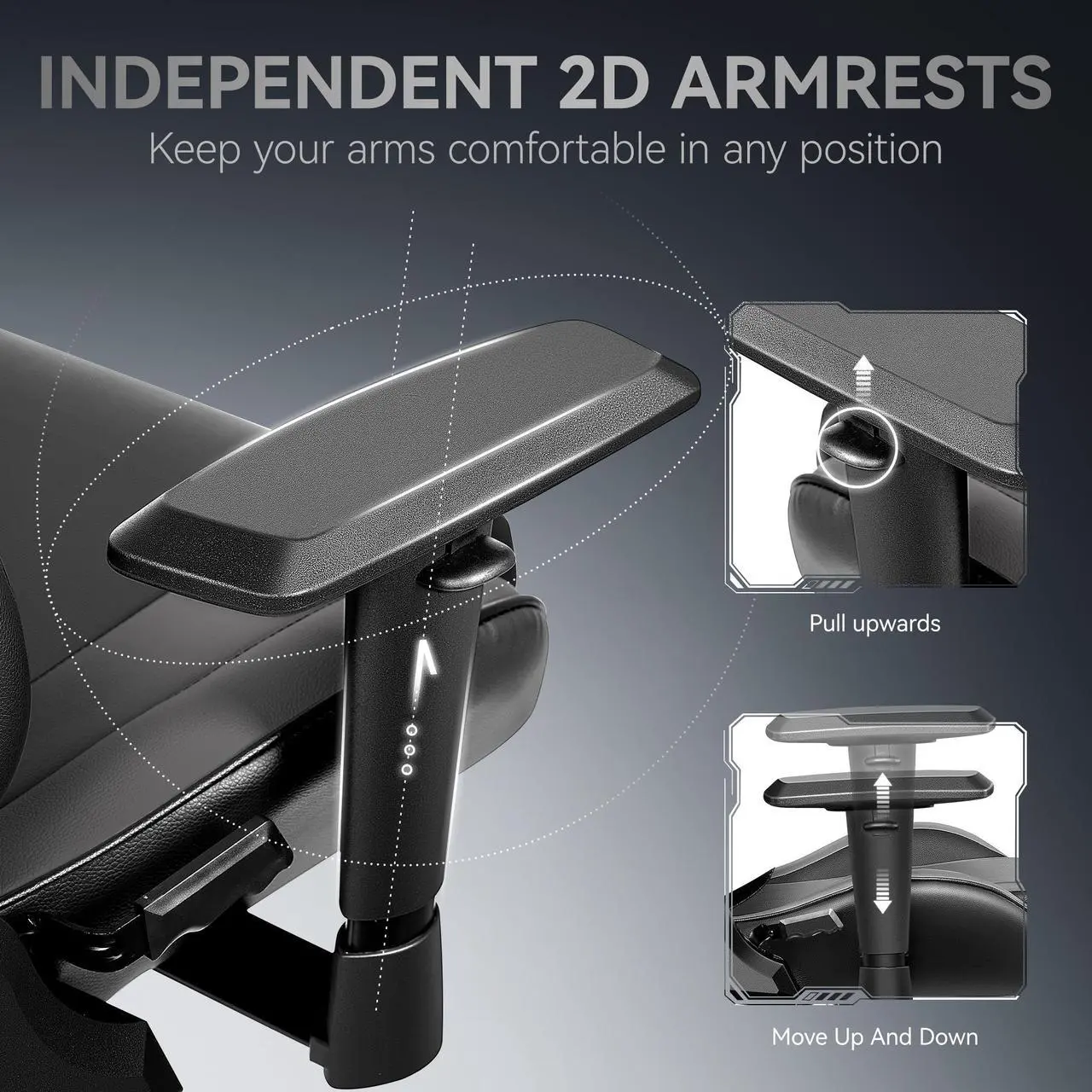 Alt view image 5 of 7 - KERDOM Ergonomic Gaming Chair, PU Leather Gamer Chair Racing Style Internet bar Game Chair, Adjustable Backrest, Swivel, Lumbar Support Gamer Chair - Black / Grey