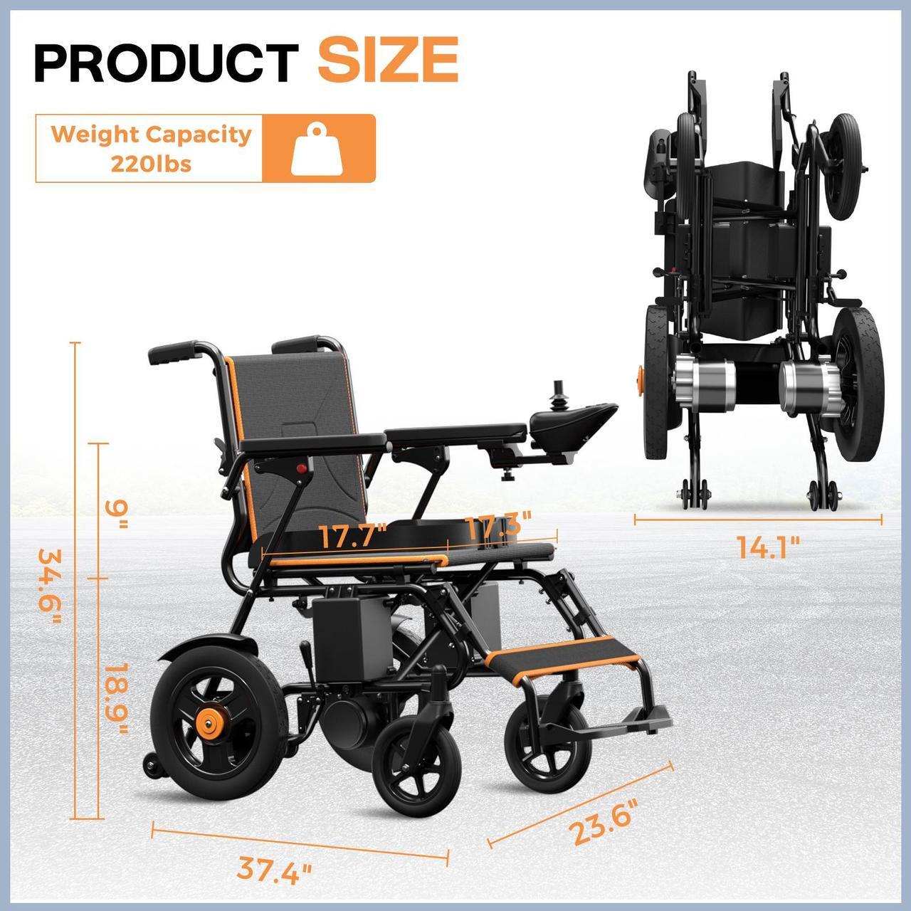 Alt view image 2 of 7 - KERDOM Foldable Electric Wheelchair for Adults with Extended Range, Designed for All Terrains, Smart Electric Wheelchair for the Elderly and Adults Black - 73 LBS
